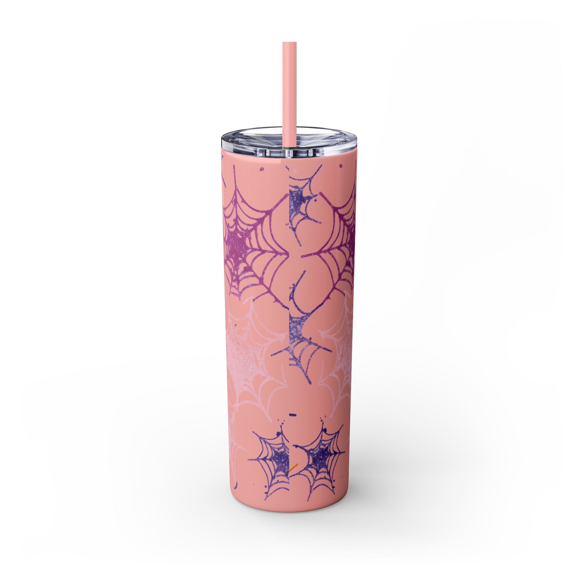 Halloween-Themed Skinny Tumbler, 20oz, I'm Here for the Booze, Travel Mug, Spider Web Design, Party Accessory, Fun Gift Idea