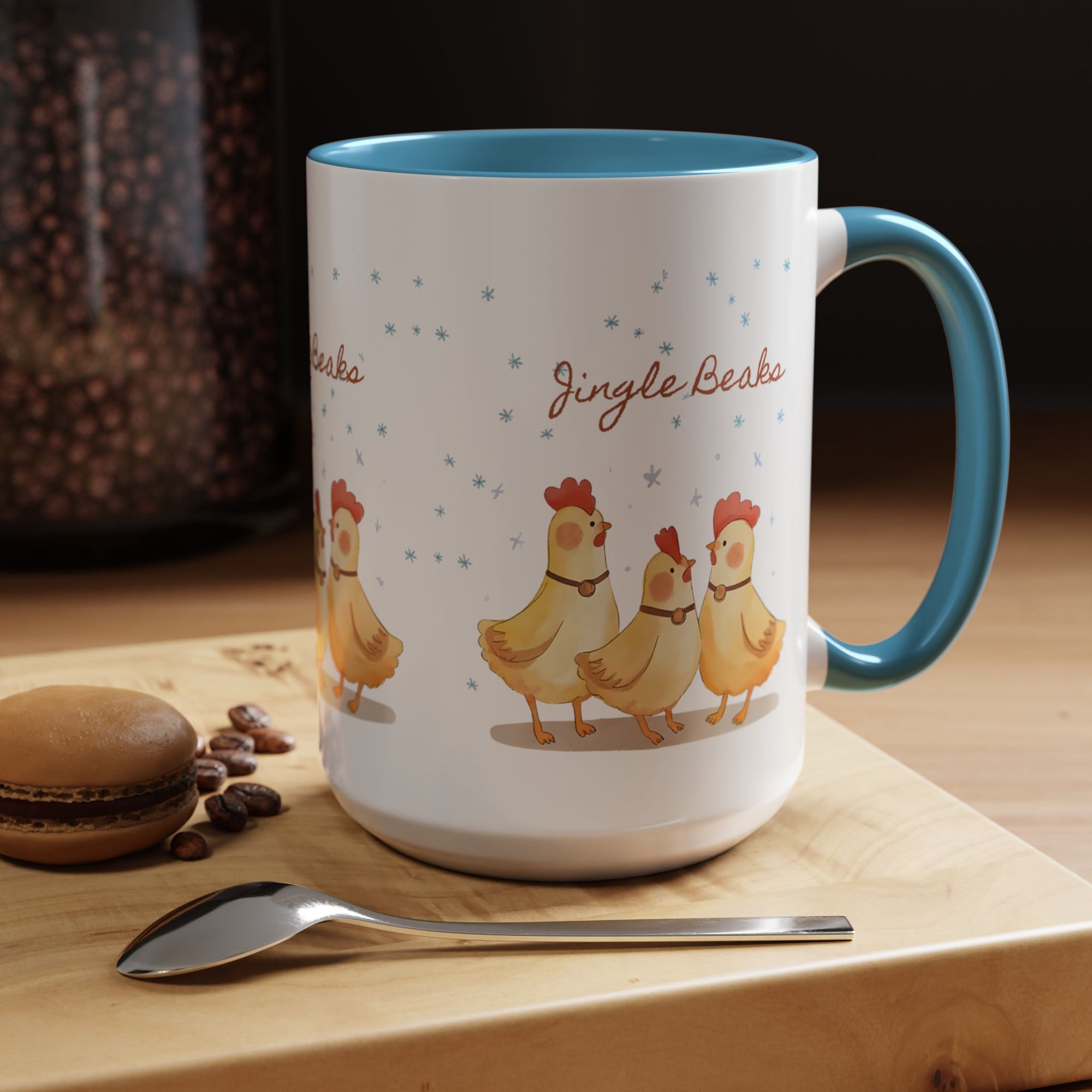 Jingle Beaks Chicken Mug – Funny Holiday Coffee Cup – Farmhouse Christmas Gift for Chicken Lovers  Accent Coffee Mug, Cute Chickens Coffee Cup, Holiday Gift, Fun Kitchen Decor, Farmhouse Style Mug, Unique Present