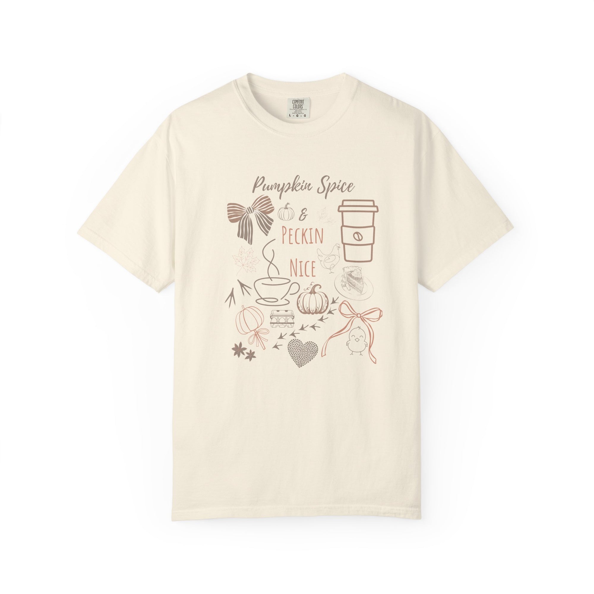 Pumpkin Spice & Peckin’ Nice Shirt – Funny Fall Chicken Lover Tee – Autumn Coffee Shirt, Farmhouse Country Graphic Tee