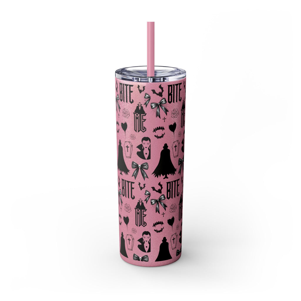 Gothic Skinny Tumbler, Perfect for Halloween, Unique Gift for Spooky Season, Cute Vampire Design, Ideal for Parties, Drinkware