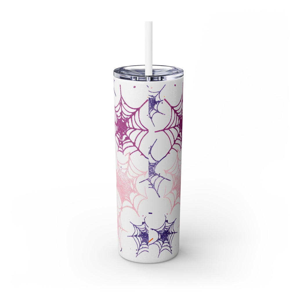 Halloween-Themed Skinny Tumbler, 20oz, I'm Here for the Booze, Travel Mug, Spider Web Design, Party Accessory, Fun Gift Idea