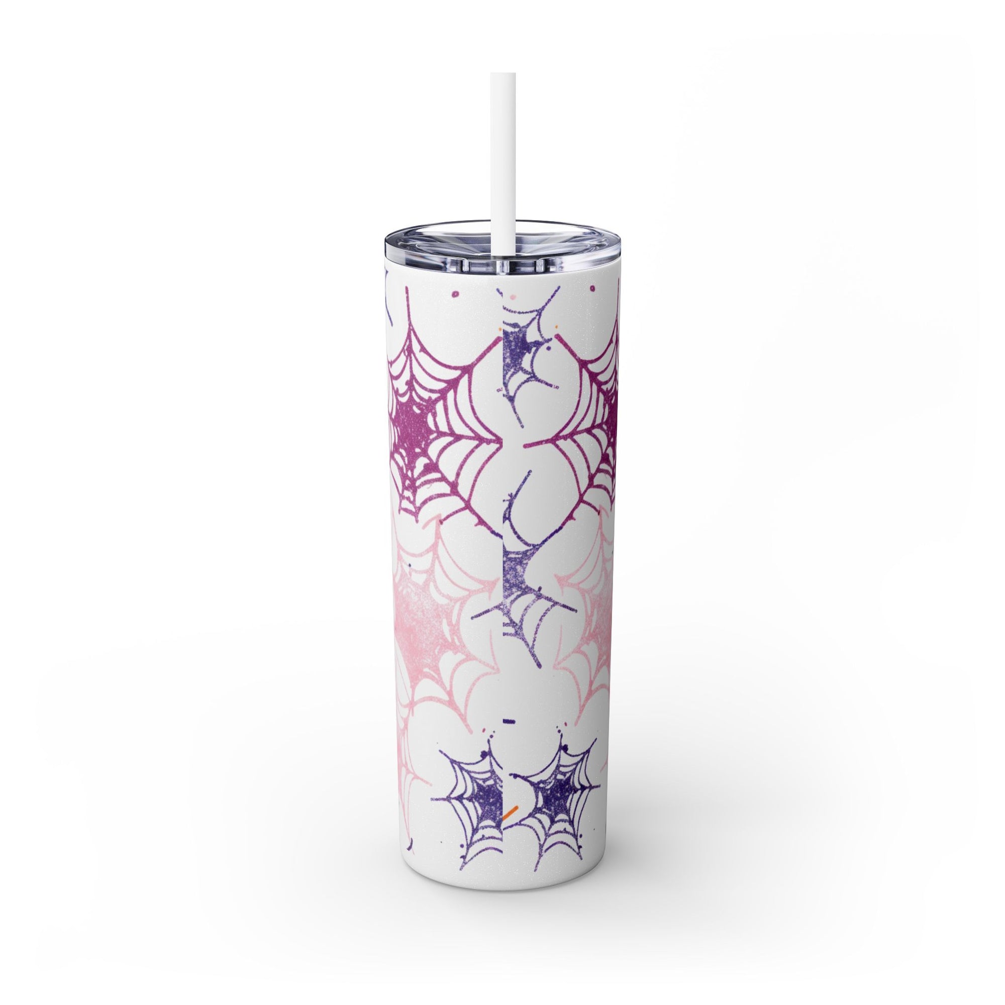 Halloween-Themed Skinny Tumbler, 20oz, I'm Here for the Booze, Travel Mug, Spider Web Design, Party Accessory, Fun Gift Idea