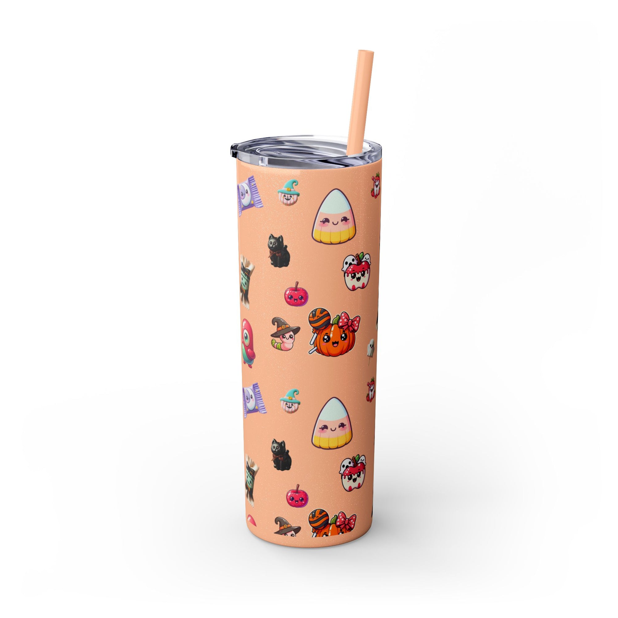 Playful Halloween Skinny Tumbler with Straw, 20oz | Cute Fall Drinkware, Halloween Mug, Party Favor, Gift for Her, Seasonal Decor