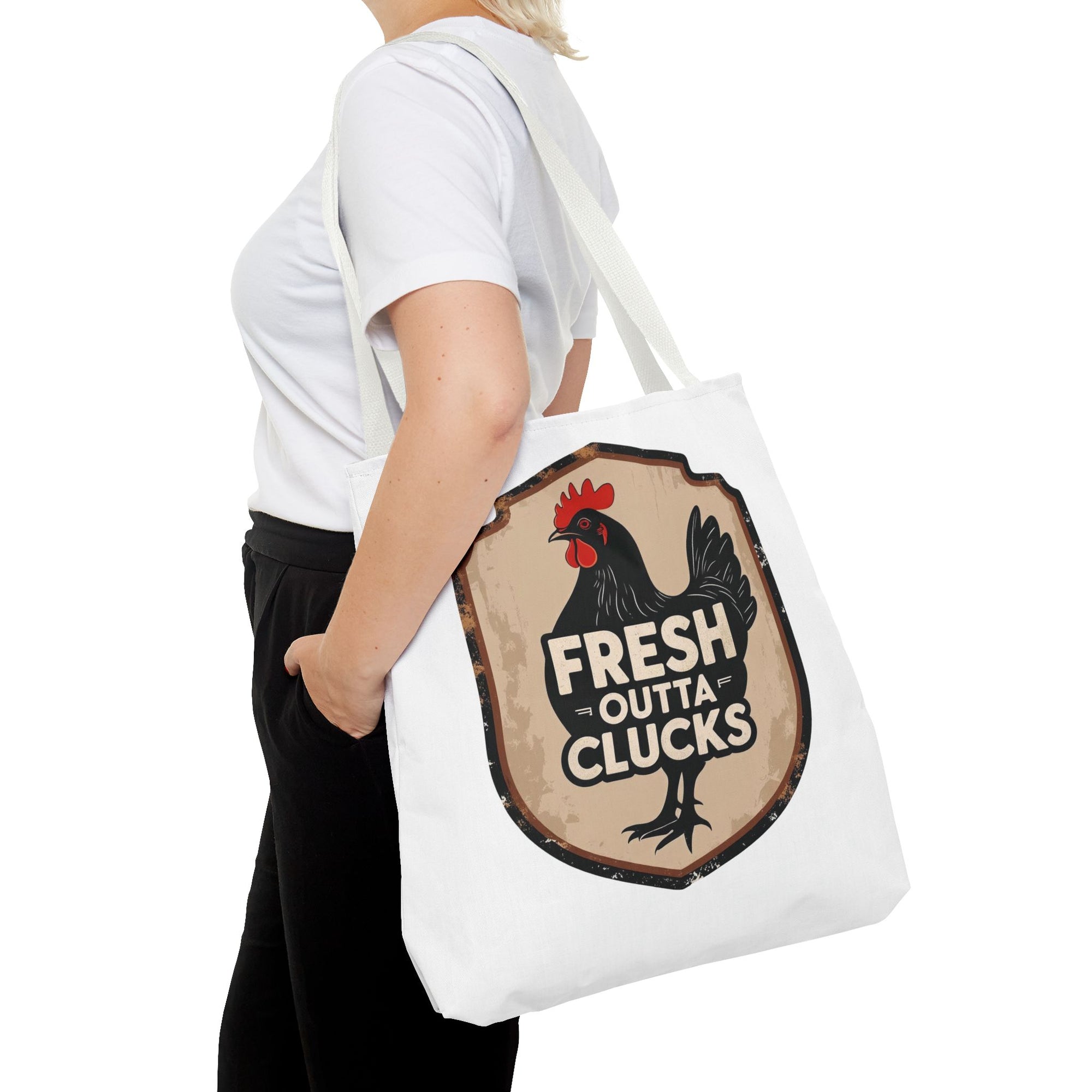 Fresh Outta Clucks Chicken Tote Bag – Funny Farmhouse Market Bag – Gift for Chicken Moms