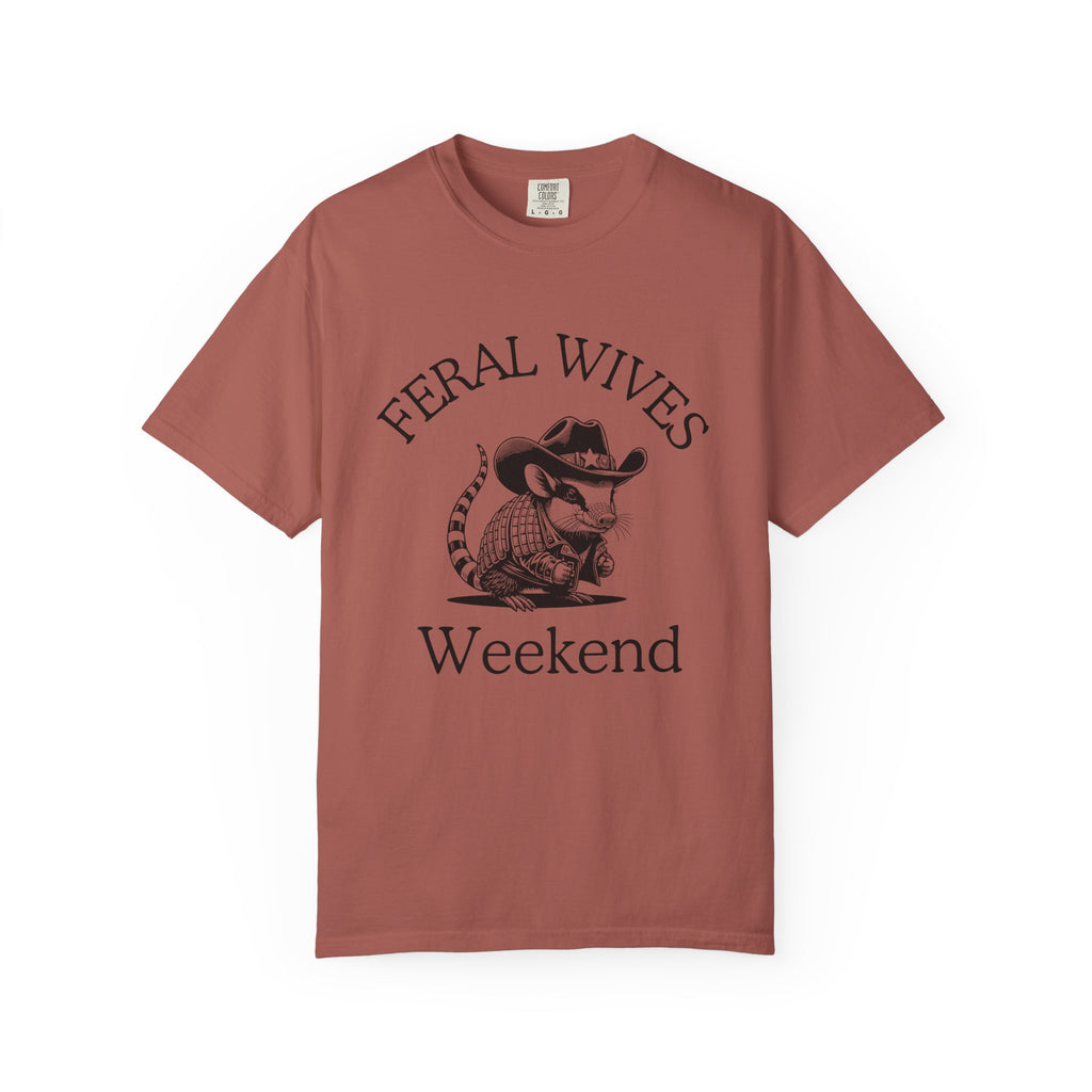Armadillo Texas Feral Wives Graphic T-Shirt, Fun Weekend Tee, Unisex Casual Shirt, Gift for Friends, Cowboy Armadillo Design