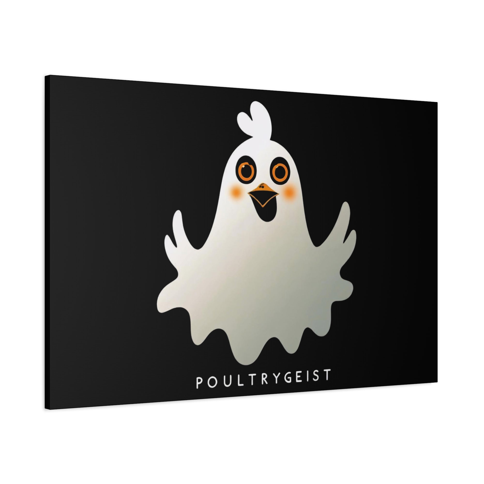 Poultrygeist Chicken Halloween Wall Art – Funny Farmhouse Spooky Decor – Gift for Chicken Lovers Whimsical Canvas Wall Art, Poultrygeist Decor, Cute Ghost Art, Halloween Home Decor, Fun Wall Hanging