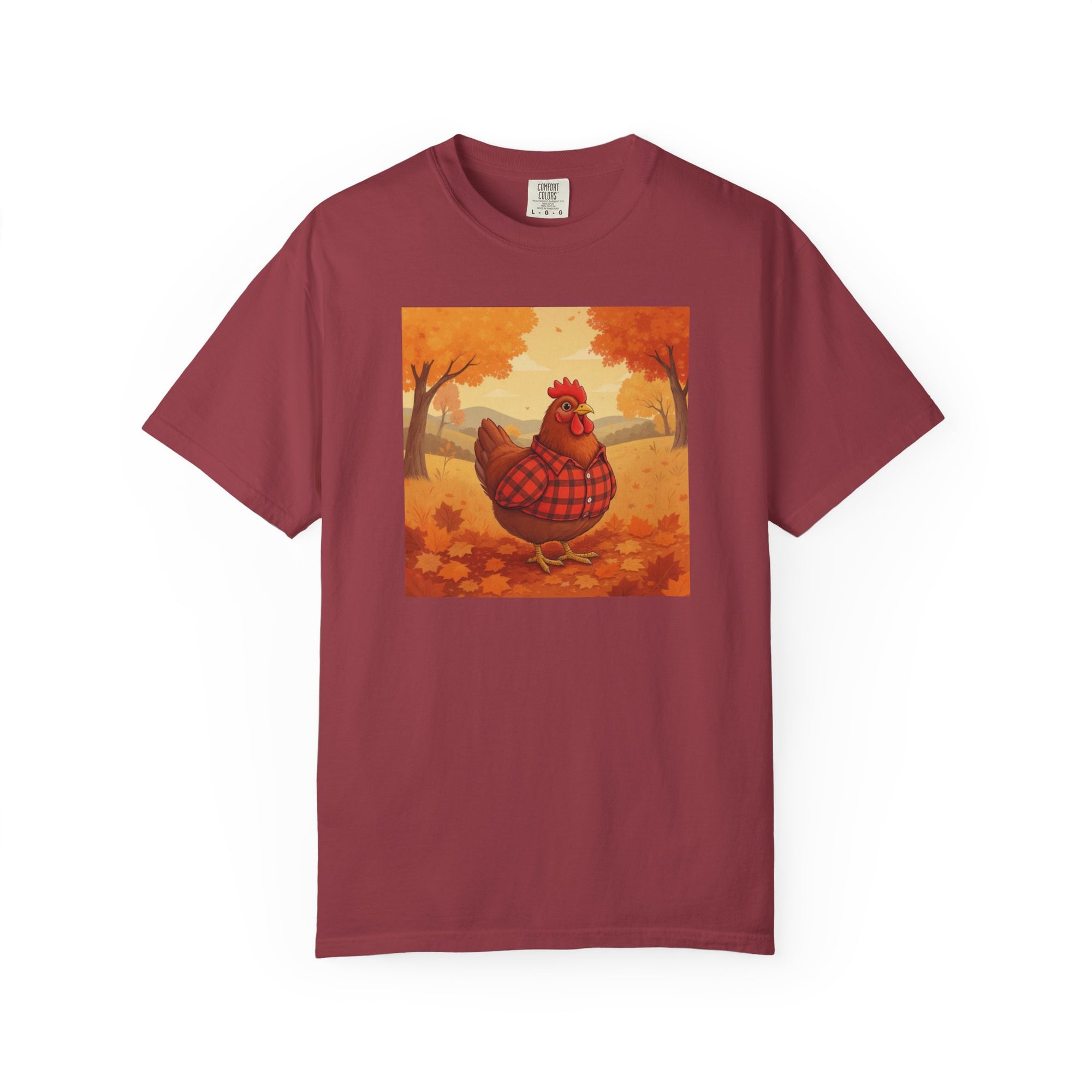 Feathered & Flannel Autumn Chicken T-Shirt, Cozy Fall Tee, Festive Farmhouse Shirt, Thanksgiving Apparel, Unisex Graphic Top