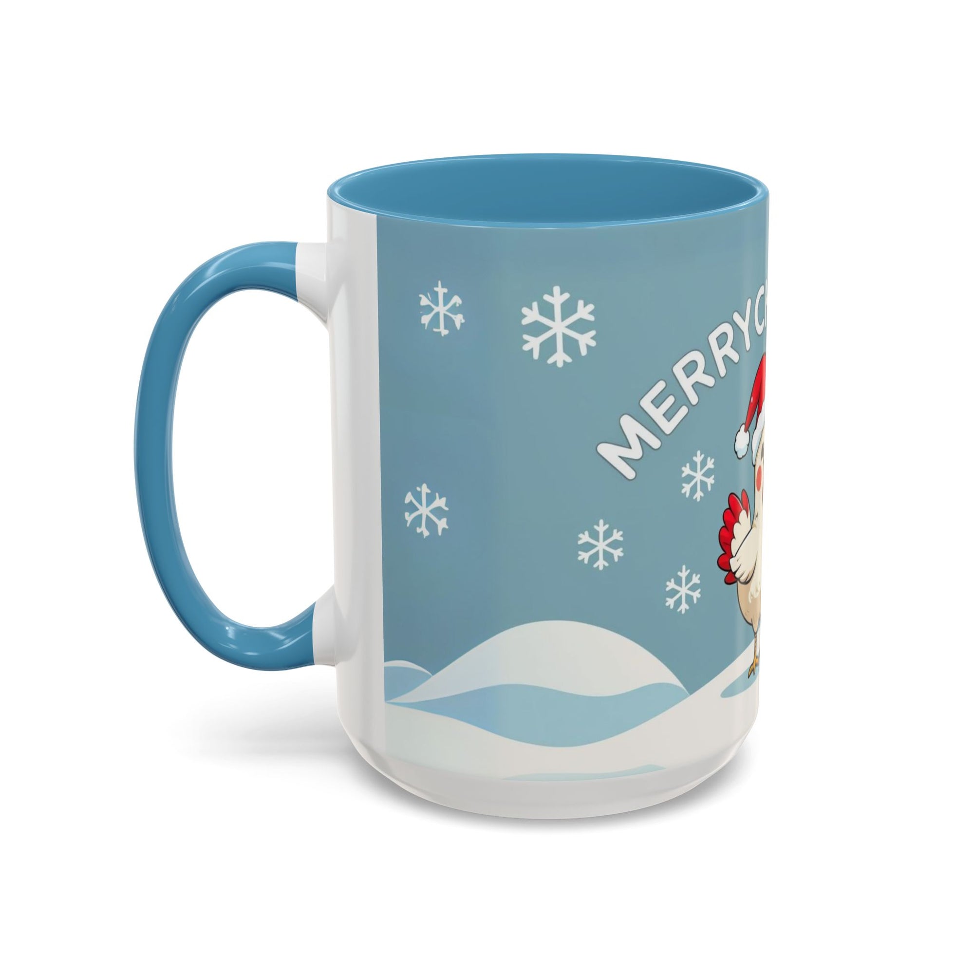 Merry Chickmas Christmas Chicken Accent Coffee Mug - Cute Holiday Gift, Festive Drinkware, Winter Celebration, Merry Chickmas, Funny Holiday Gift for Chicken Moms