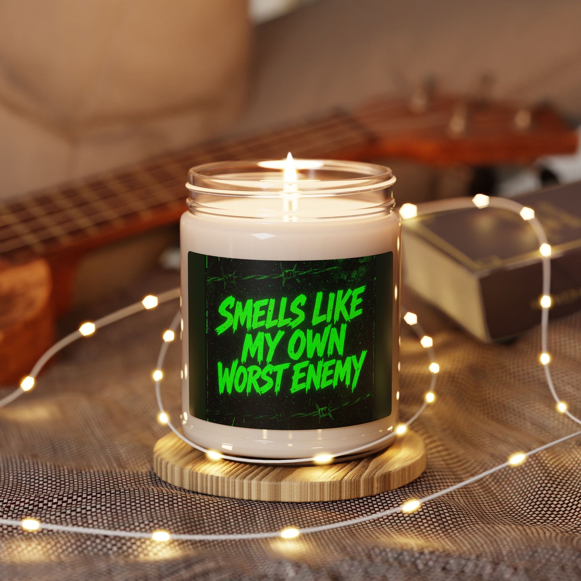 Smells Like My Own Worst Enemy Soy Candle | 90s Nostalgia Gift | Lit Inspired Candle | Retro Funny Candle for Music Lovers Scented Soy Candle, Unique Gift for Friends, Home Decor, Relaxation, Aromatherapy, Halloween Decoration, Funny Quote Candle