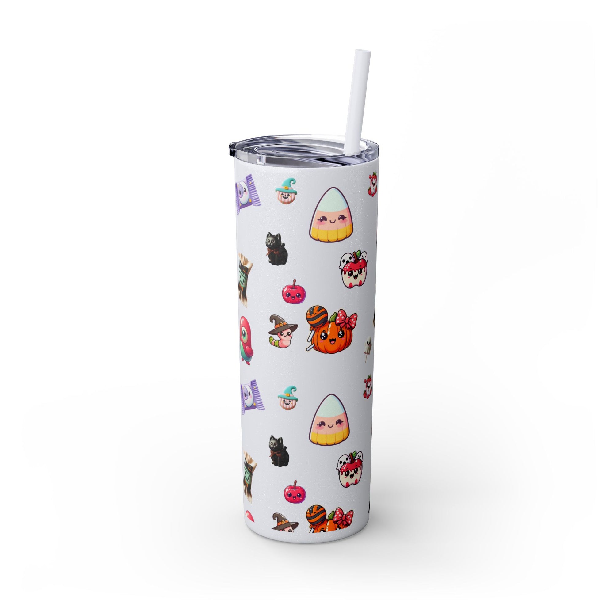Playful Halloween Skinny Tumbler with Straw, 20oz | Cute Fall Drinkware, Halloween Mug, Party Favor, Gift for Her, Seasonal Decor