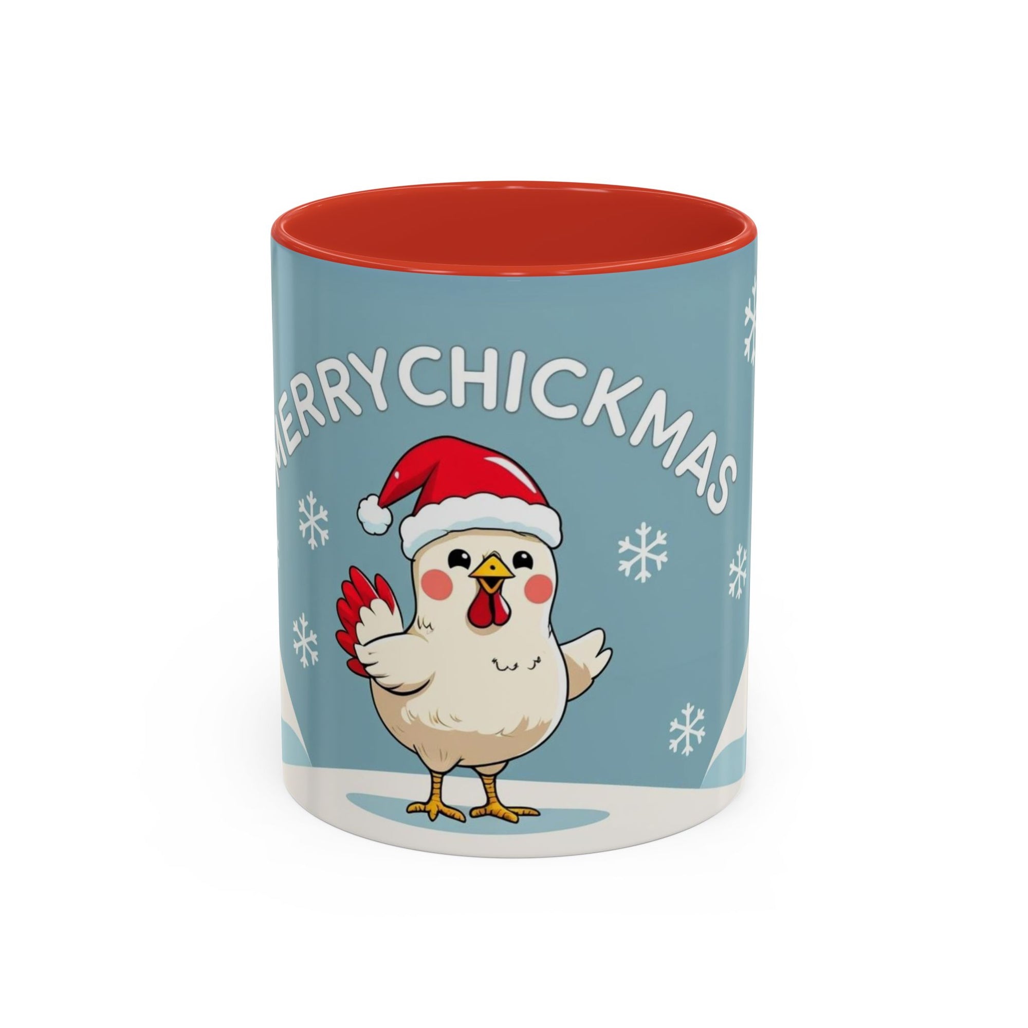 Merry Chickmas Christmas Chicken Accent Coffee Mug - Cute Holiday Gift, Festive Drinkware, Winter Celebration, Merry Chickmas, Funny Holiday Gift for Chicken Moms