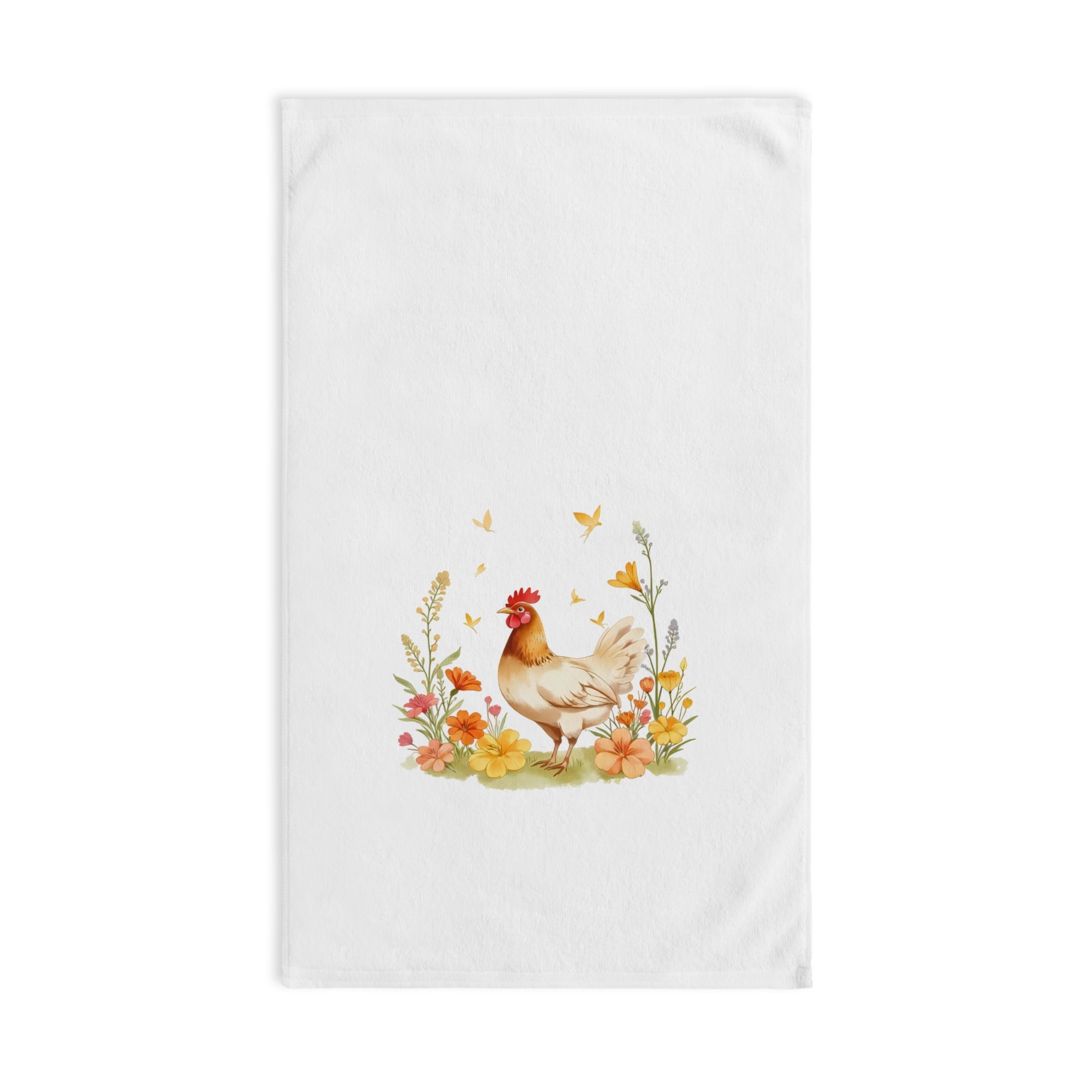 Cluck & Bloom Farmhouse Tea Towel – Chicken Lover Kitchen Decor – Rustic Country Dish Towel – Spring Floral Chicken Mom Gift