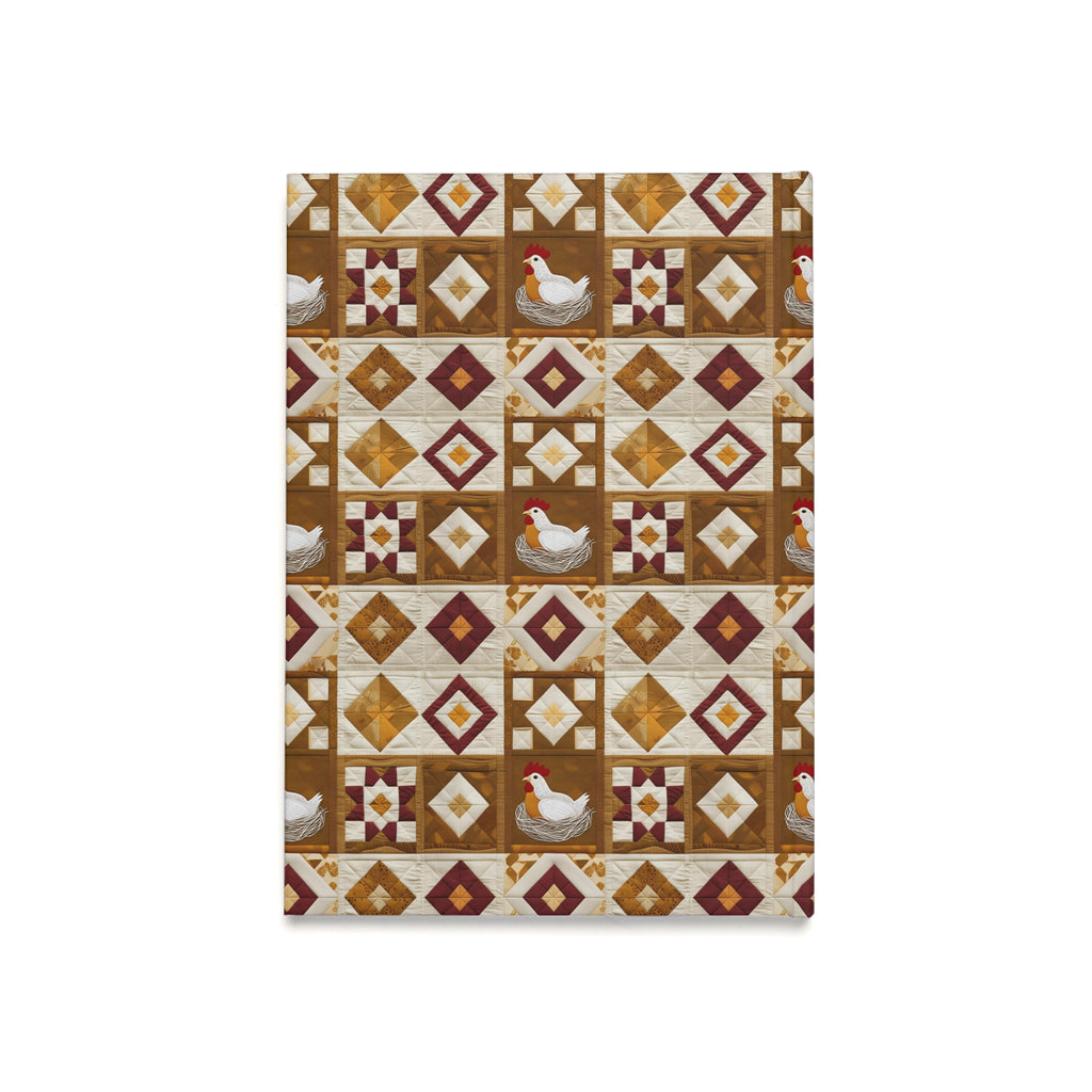 Quilt Block Rustic Chicken Hardcover Journal - Farmhouse Decor, Gift for Writers, Note-taking, Daily Planner, Rustic Home Office