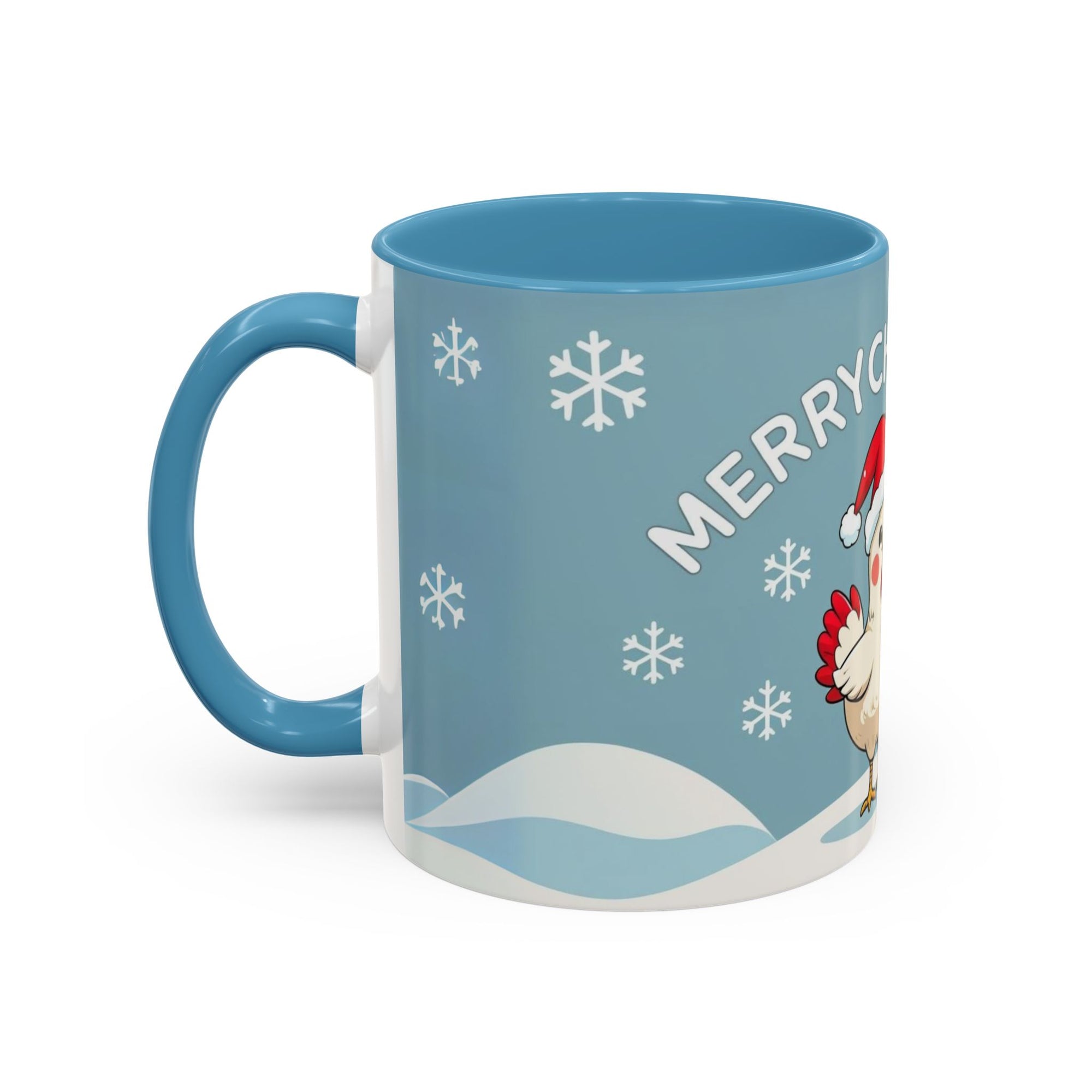Merry Chickmas Christmas Chicken Accent Coffee Mug - Cute Holiday Gift, Festive Drinkware, Winter Celebration, Merry Chickmas, Funny Holiday Gift for Chicken Moms