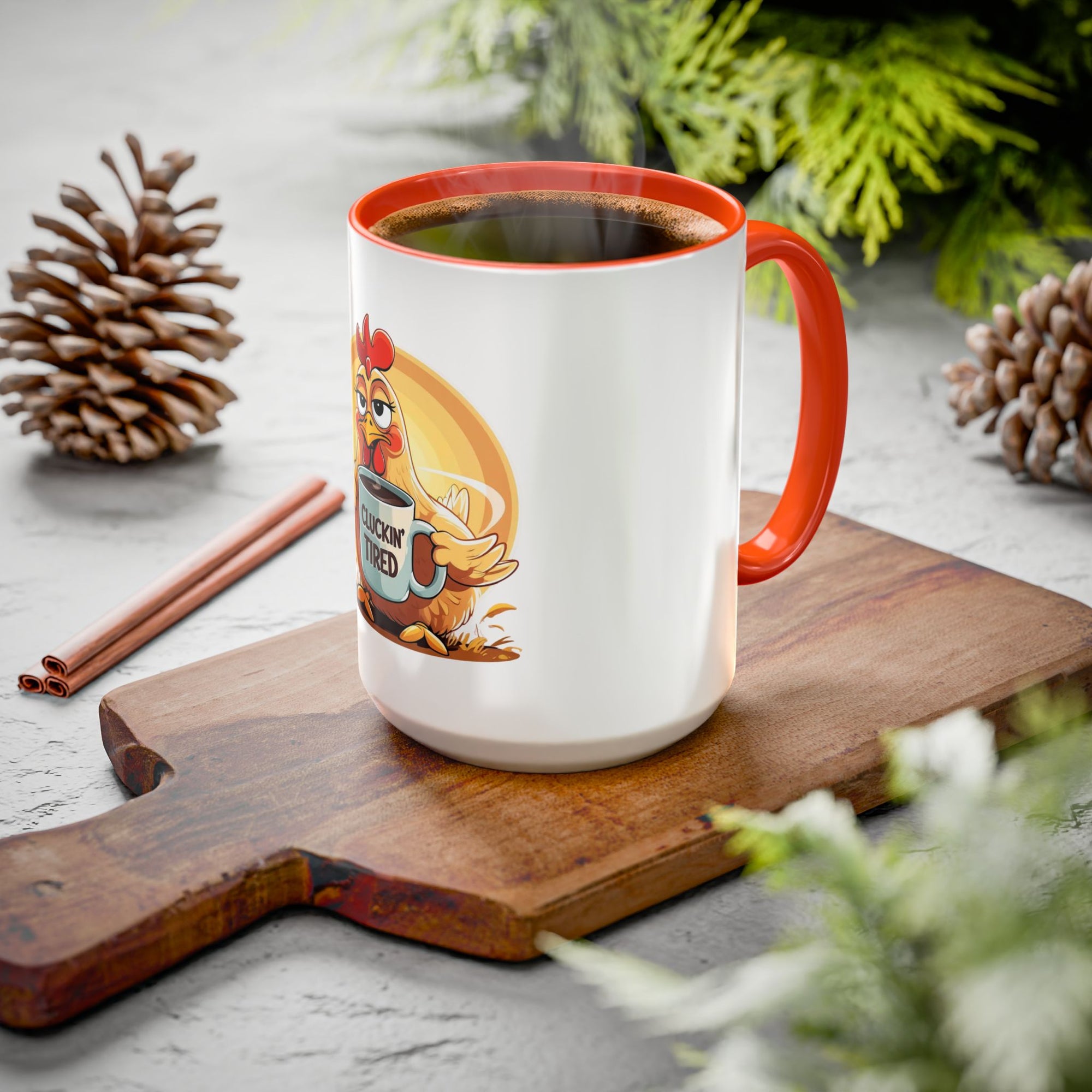 Cluckin’ Tired – 20oz Stainless Steel Tumbler Funny Chicken Mug, Clucking Tired Coffee Cup, Gift for Chicken Lovers, Colorful Ceramic Mug, Morning Coffee Cup