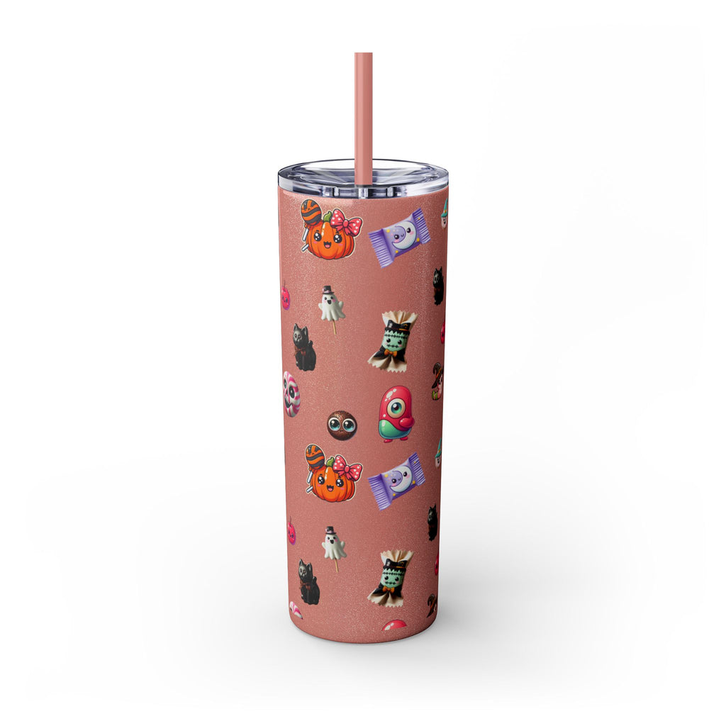 Playful Halloween Skinny Tumbler with Straw, 20oz | Cute Fall Drinkware, Halloween Mug, Party Favor, Gift for Her, Seasonal Decor