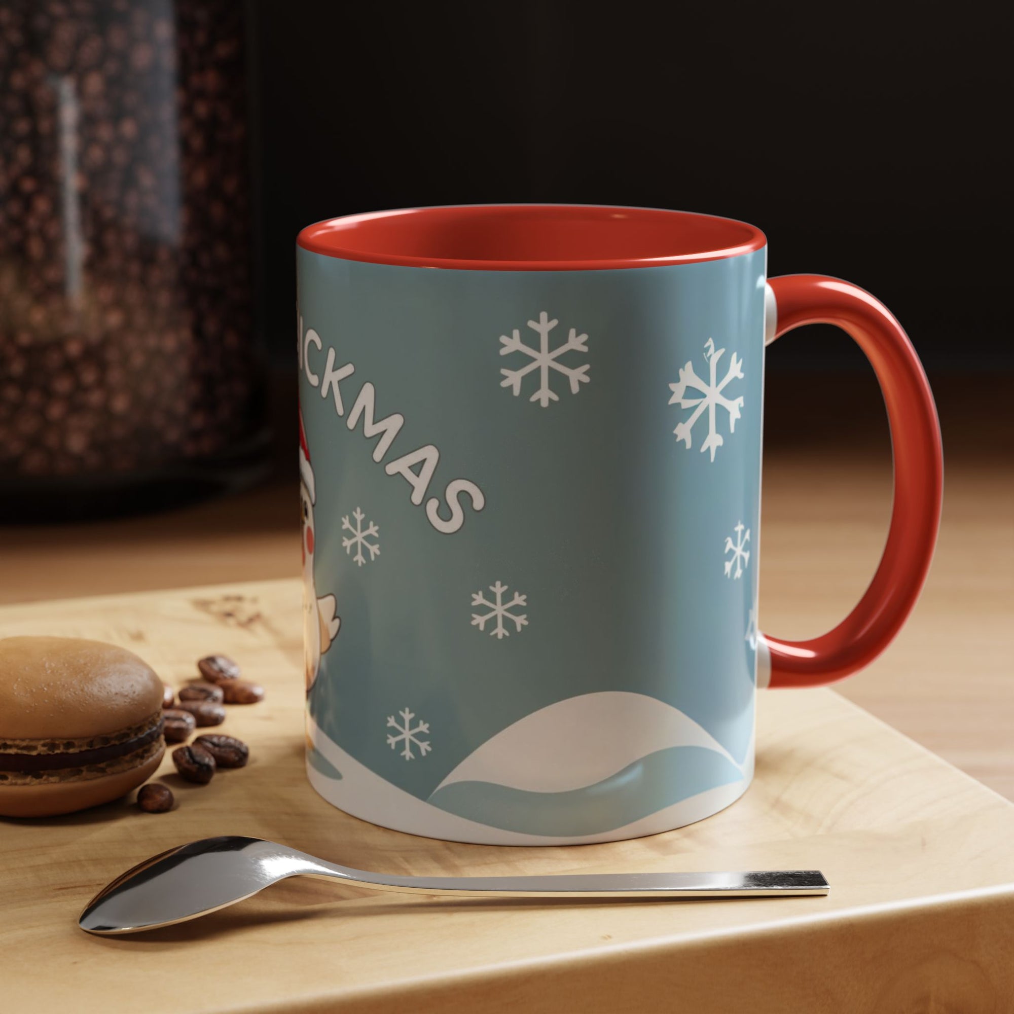 Merry Chickmas Christmas Chicken Accent Coffee Mug - Cute Holiday Gift, Festive Drinkware, Winter Celebration, Merry Chickmas, Funny Holiday Gift for Chicken Moms