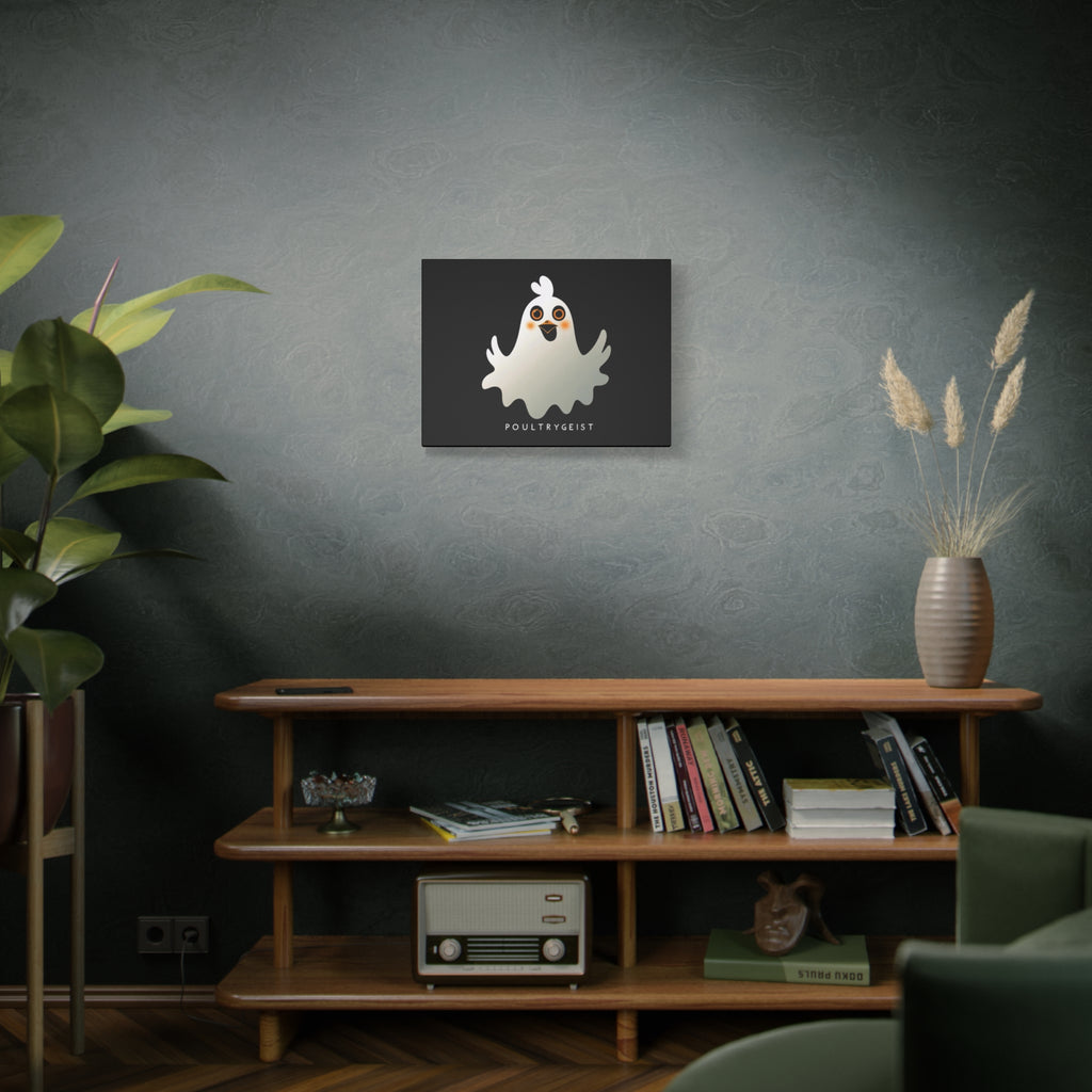 Poultrygeist Chicken Halloween Wall Art – Funny Farmhouse Spooky Decor – Gift for Chicken Lovers Whimsical Canvas Wall Art, Poultrygeist Decor, Cute Ghost Art, Halloween Home Decor, Fun Wall Hanging