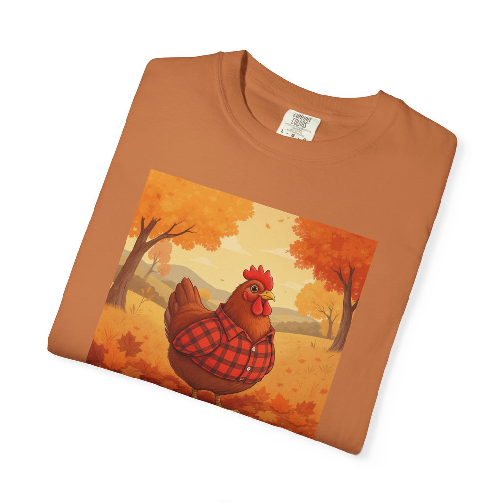 Feathered & Flannel Autumn Chicken T-Shirt, Cozy Fall Tee, Festive Farmhouse Shirt, Thanksgiving Apparel, Unisex Graphic Top