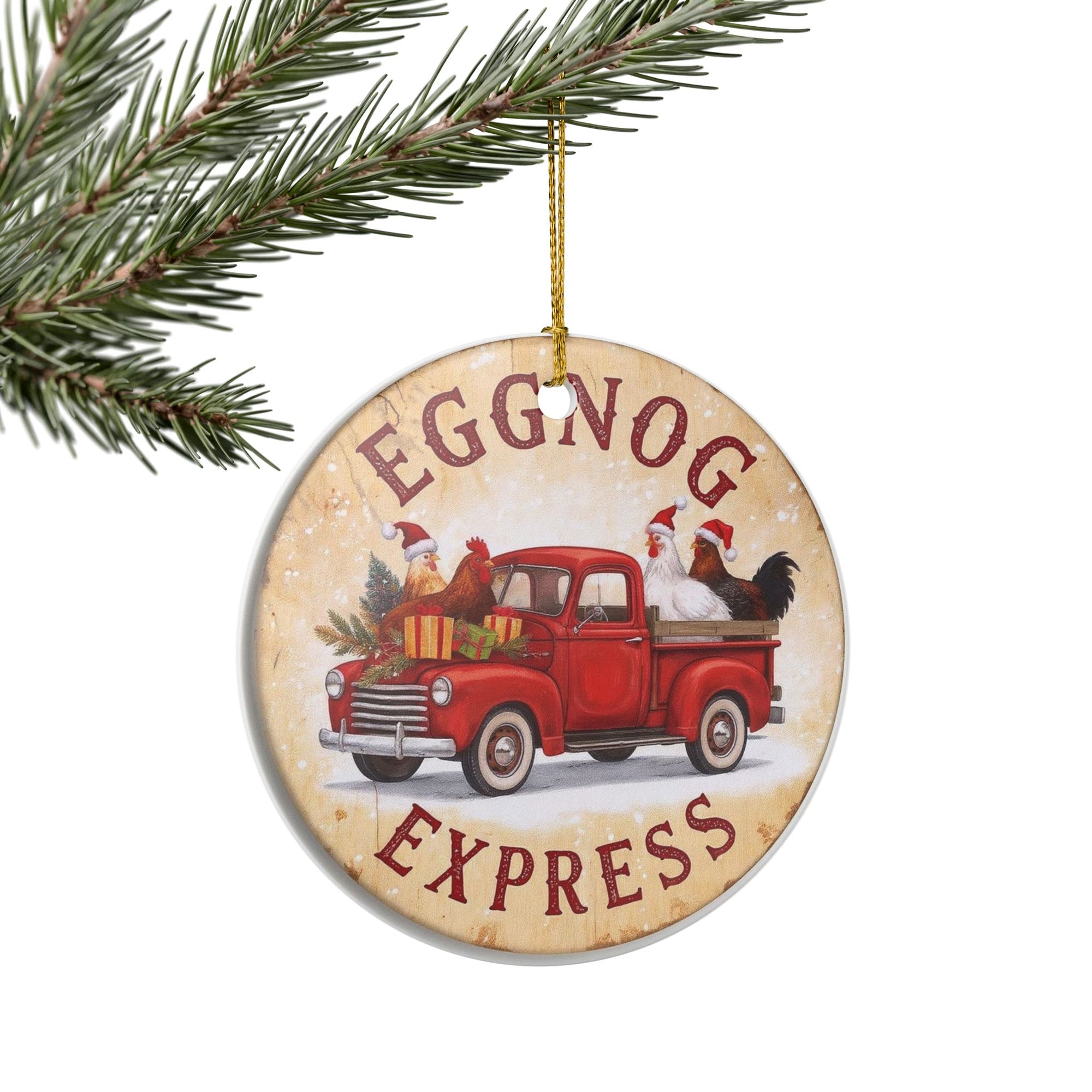 Egg Nog Christmas Farmhouse Ornament, Eggnog Express Tree Decoration, Holiday Decor, Rustic Charm, Gift for Loved Ones