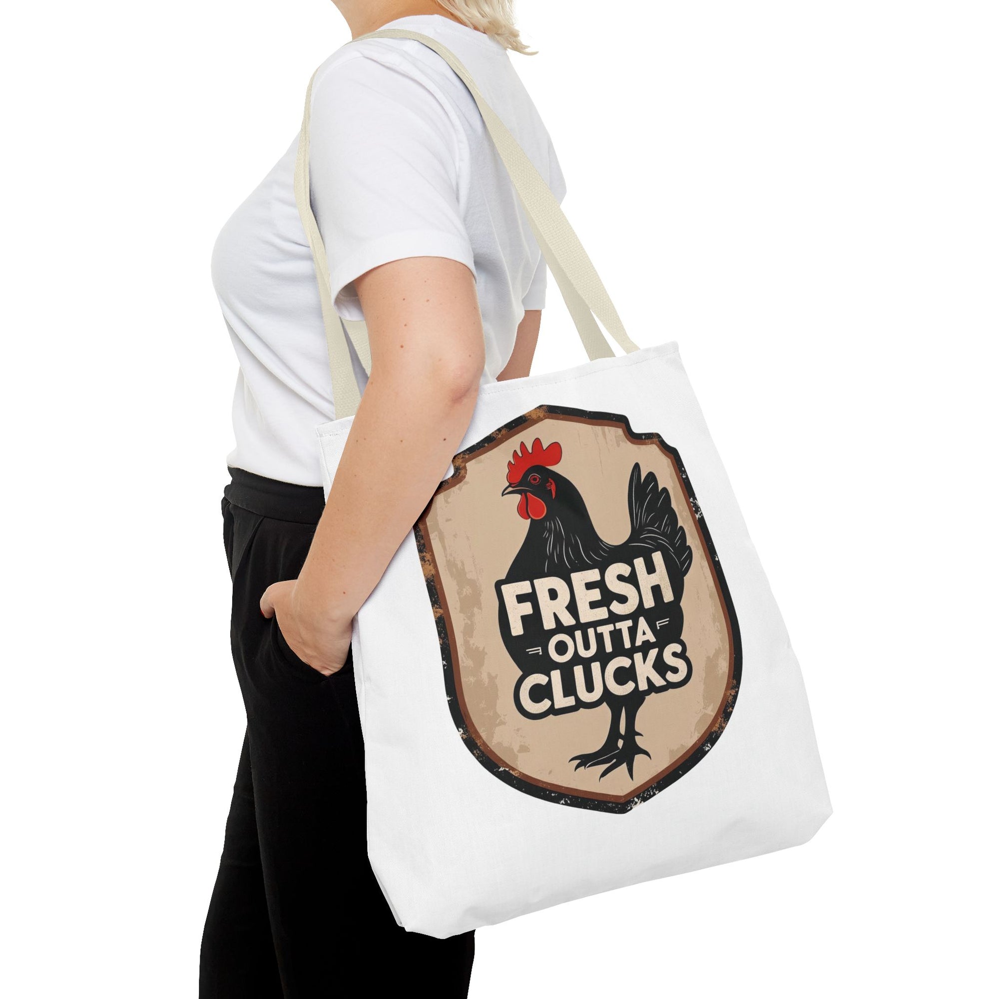 Fresh Outta Clucks Chicken Tote Bag – Funny Farmhouse Market Bag – Gift for Chicken Moms