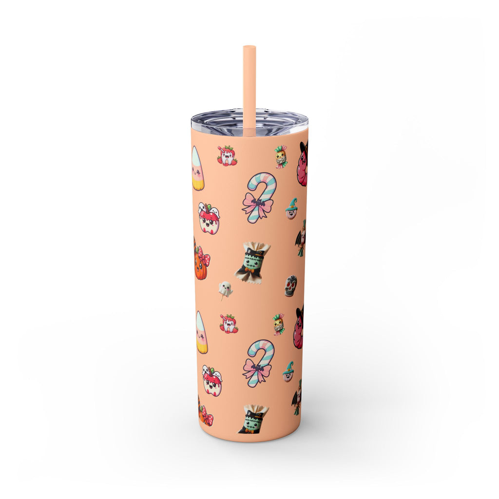 Playful Halloween Skinny Tumbler with Straw, 20oz | Cute Fall Drinkware, Halloween Mug, Party Favor, Gift for Her, Seasonal Decor