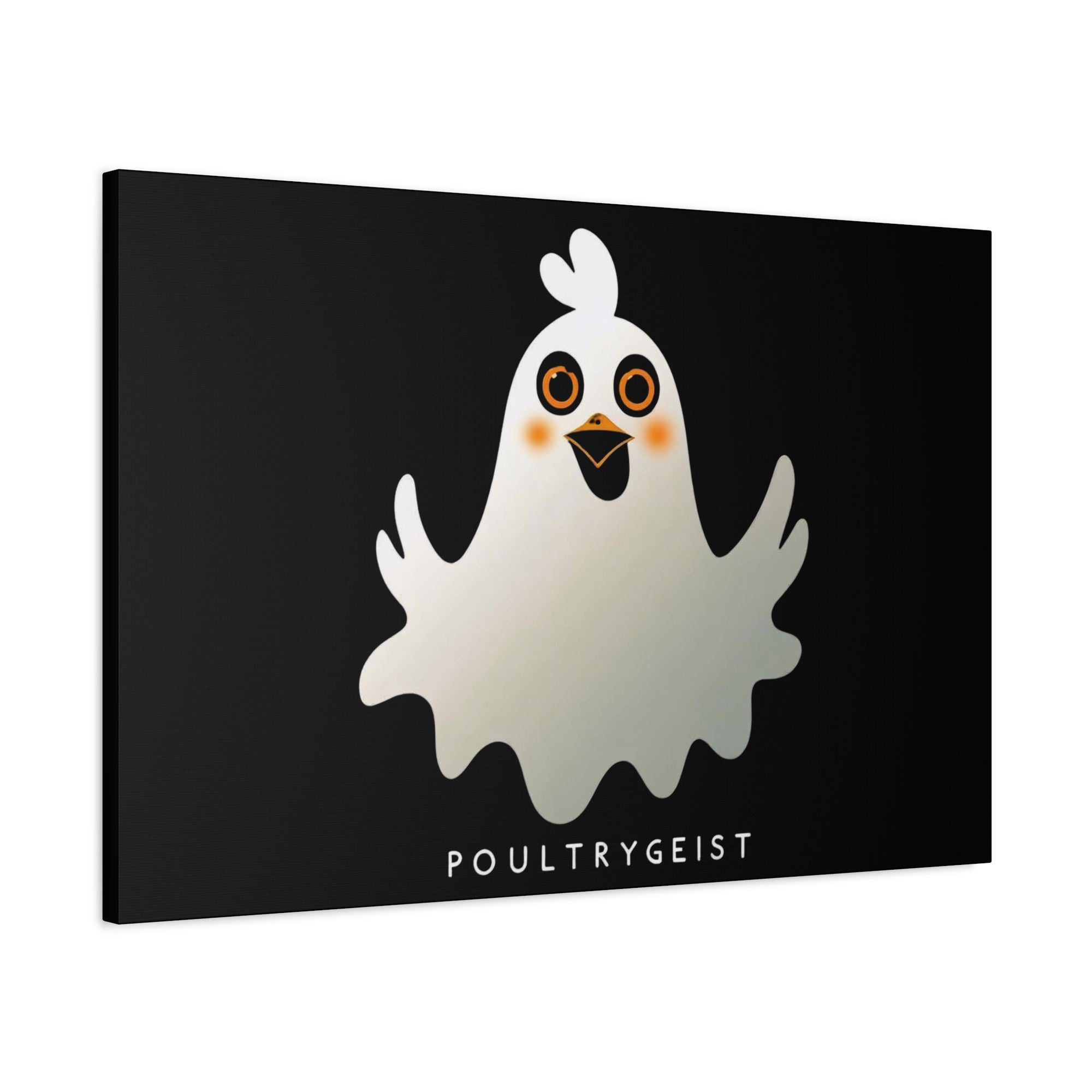 Poultrygeist Chicken Halloween Wall Art – Funny Farmhouse Spooky Decor – Gift for Chicken Lovers Whimsical Canvas Wall Art, Poultrygeist Decor, Cute Ghost Art, Halloween Home Decor, Fun Wall Hanging
