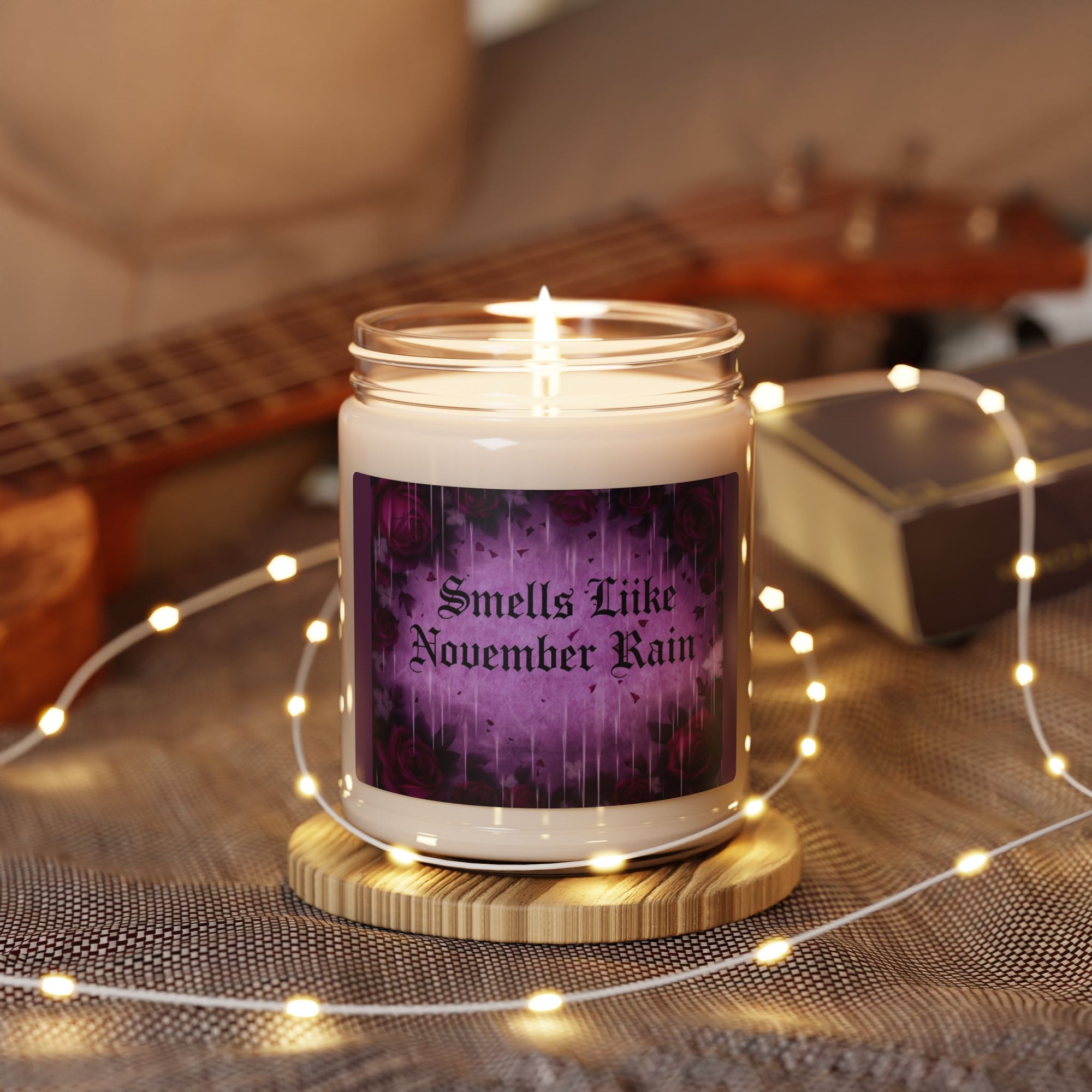 Smells Like November Rain Soy Candle | 90s Nostalgia Gift | Guns N’ Roses Inspired Candle | Retro Funny Candle for Music Lovers