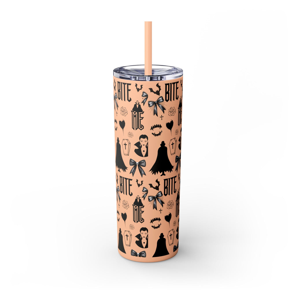Gothic Skinny Tumbler, Perfect for Halloween, Unique Gift for Spooky Season, Cute Vampire Design, Ideal for Parties, Drinkware