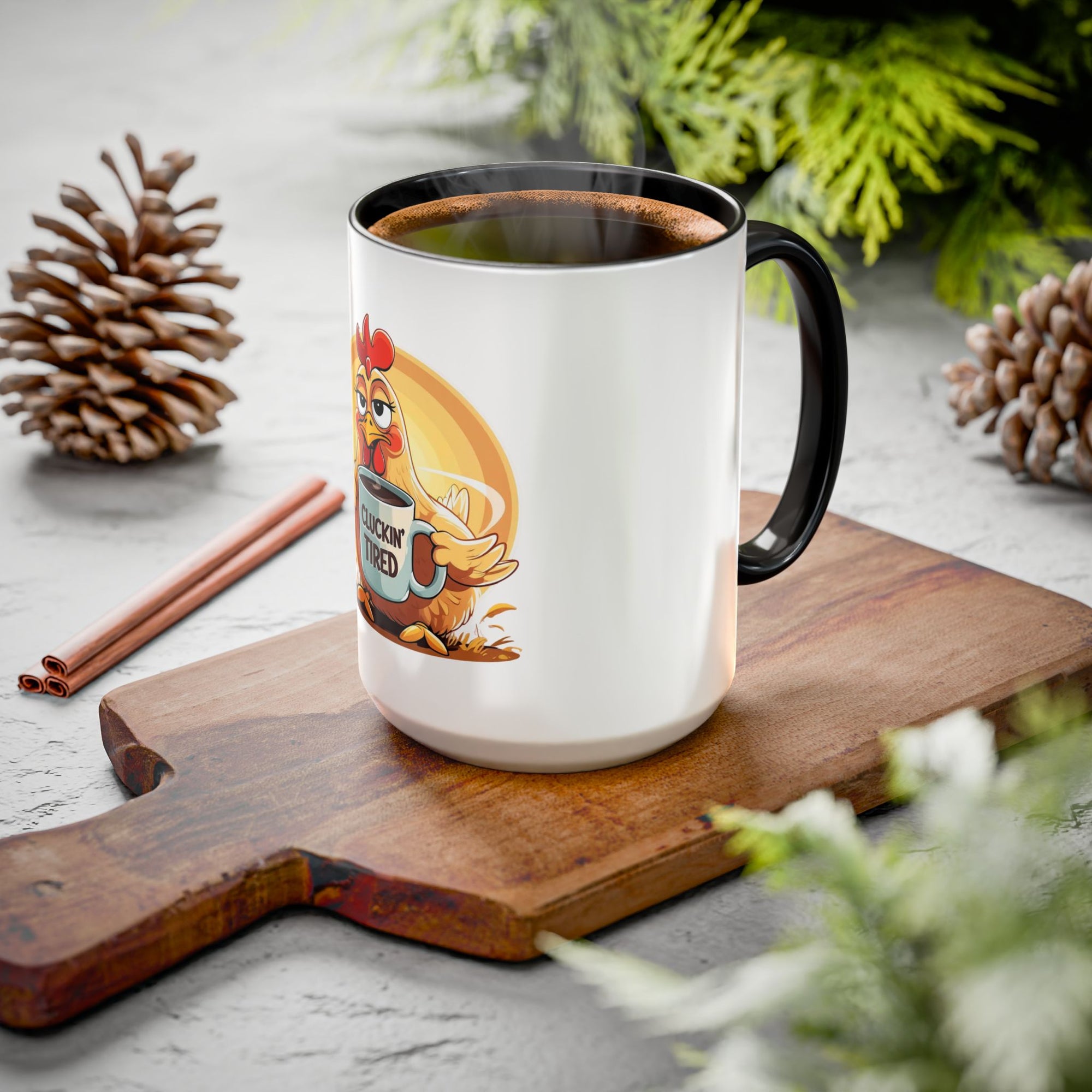 Cluckin’ Tired – 20oz Stainless Steel Tumbler Funny Chicken Mug, Clucking Tired Coffee Cup, Gift for Chicken Lovers, Colorful Ceramic Mug, Morning Coffee Cup