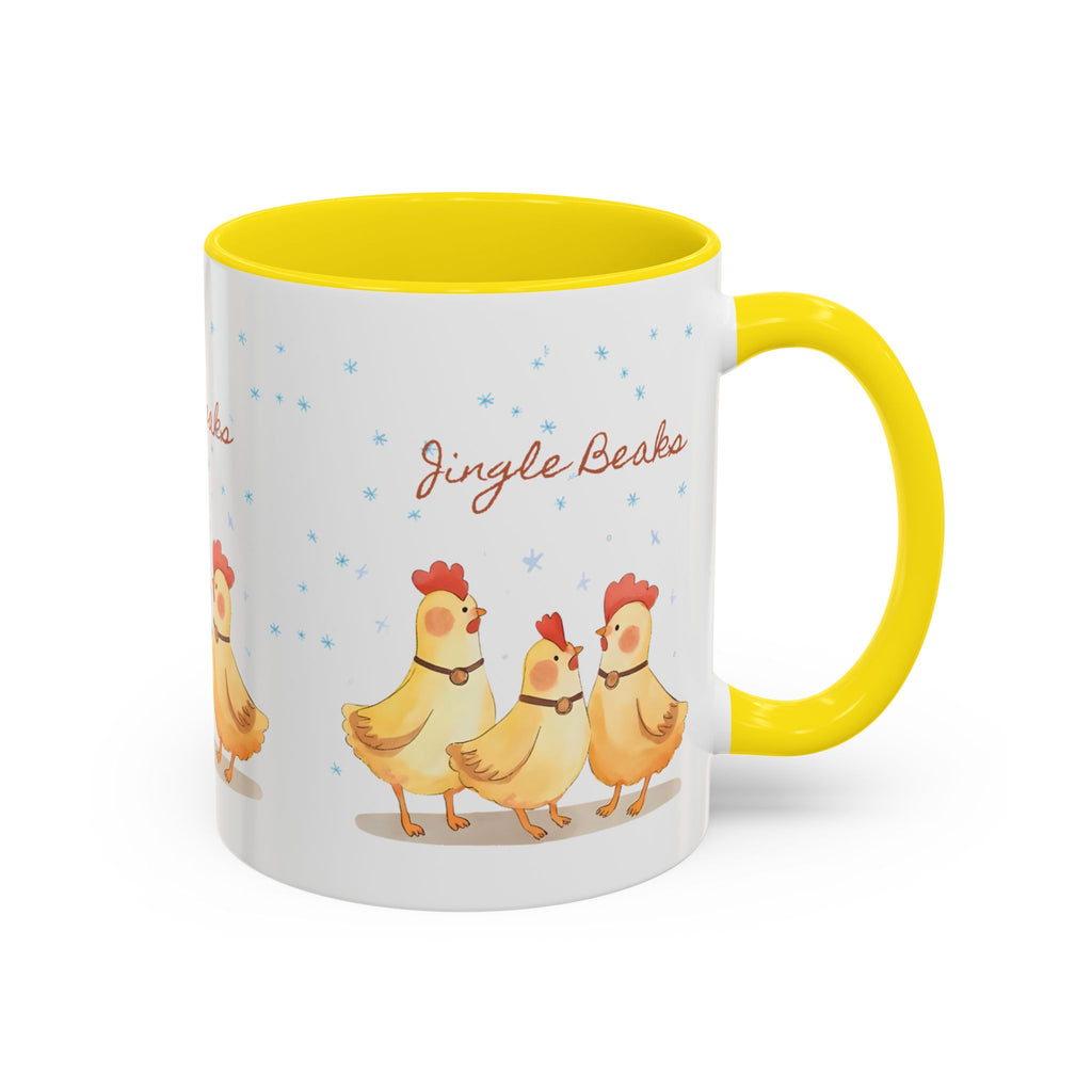 Jingle Beaks Chicken Mug – Funny Holiday Coffee Cup – Farmhouse Christmas Gift for Chicken Lovers  Accent Coffee Mug, Cute Chickens Coffee Cup, Holiday Gift, Fun Kitchen Decor, Farmhouse Style Mug, Unique Present
