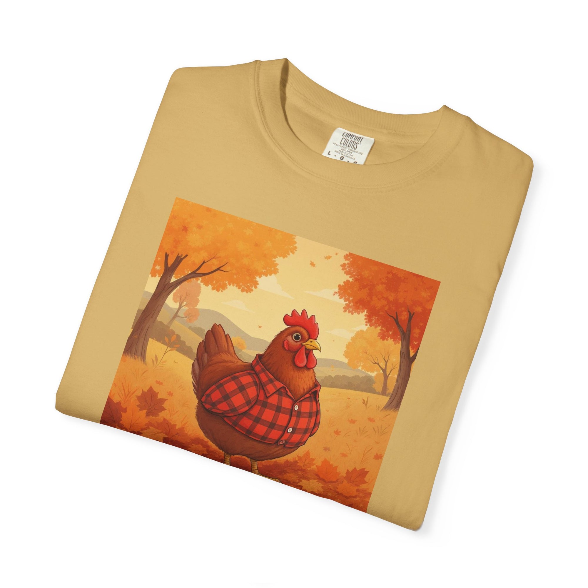 Feathered & Flannel Autumn Chicken T-Shirt, Cozy Fall Tee, Festive Farmhouse Shirt, Thanksgiving Apparel, Unisex Graphic Top