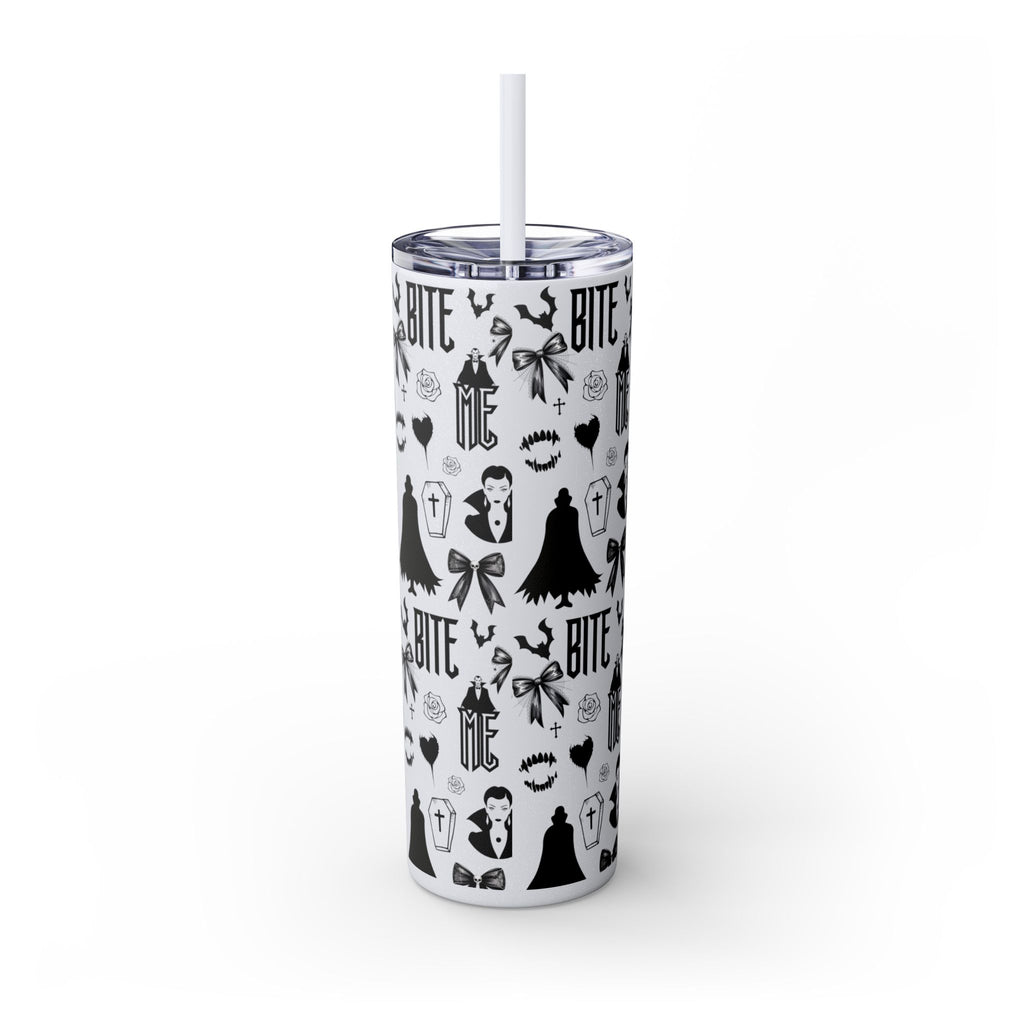 Gothic Skinny Tumbler, Perfect for Halloween, Unique Gift for Spooky Season, Cute Vampire Design, Ideal for Parties, Drinkware