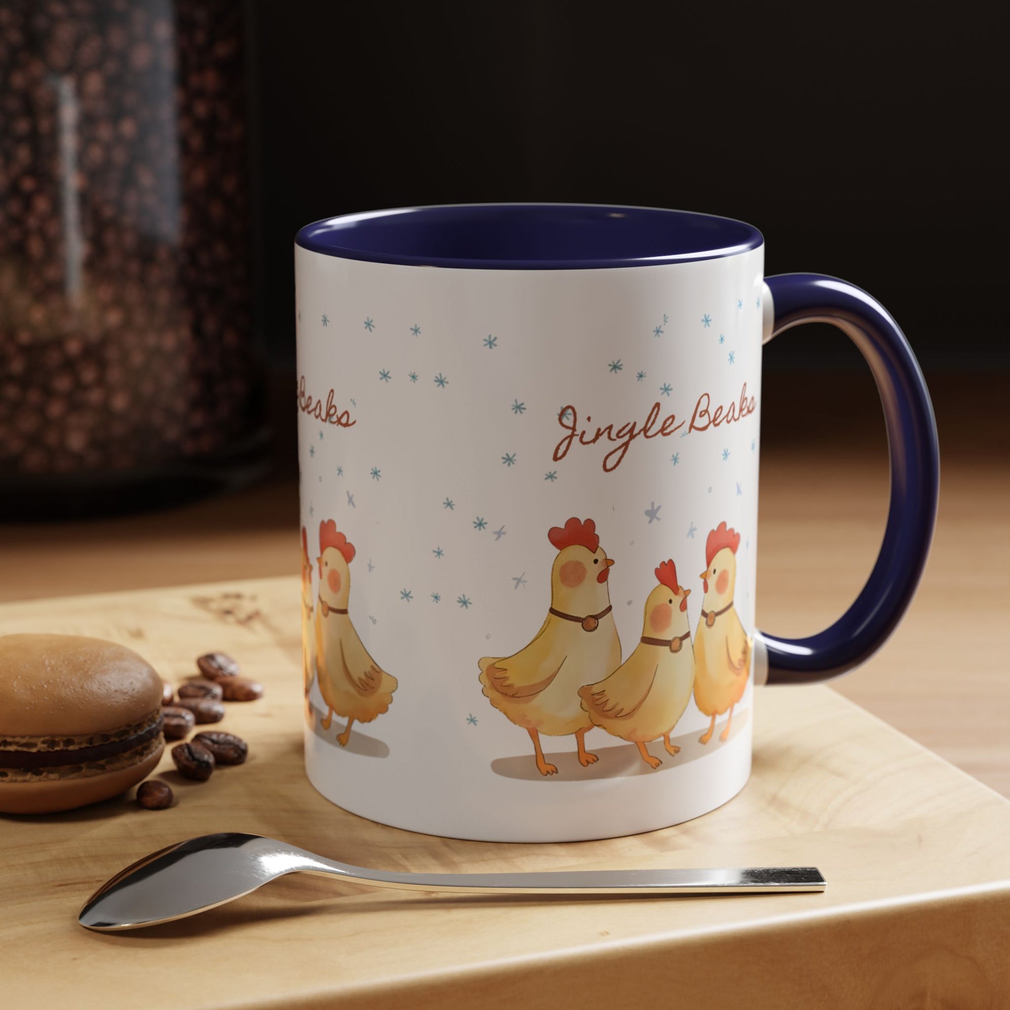 Jingle Beaks Chicken Mug – Funny Holiday Coffee Cup – Farmhouse Christmas Gift for Chicken Lovers  Accent Coffee Mug, Cute Chickens Coffee Cup, Holiday Gift, Fun Kitchen Decor, Farmhouse Style Mug, Unique Present