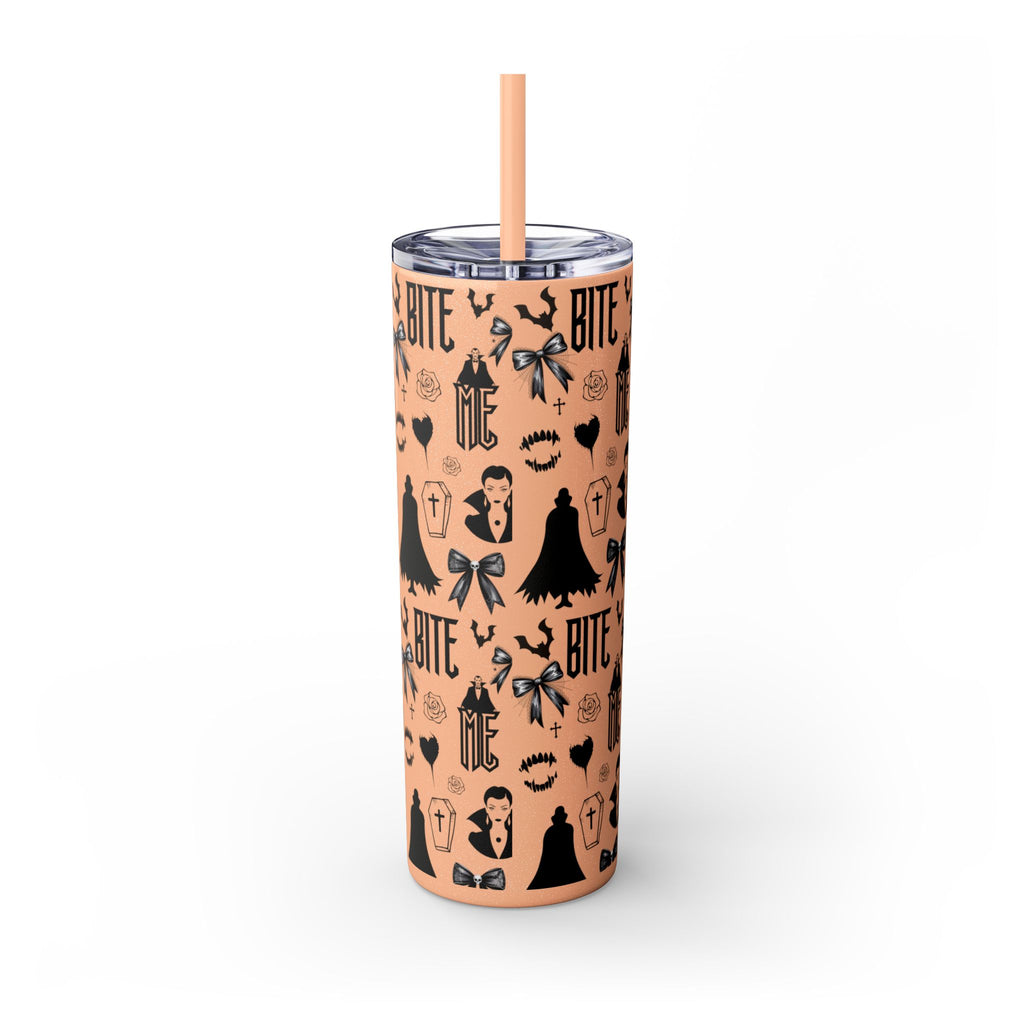 Gothic Skinny Tumbler, Perfect for Halloween, Unique Gift for Spooky Season, Cute Vampire Design, Ideal for Parties, Drinkware