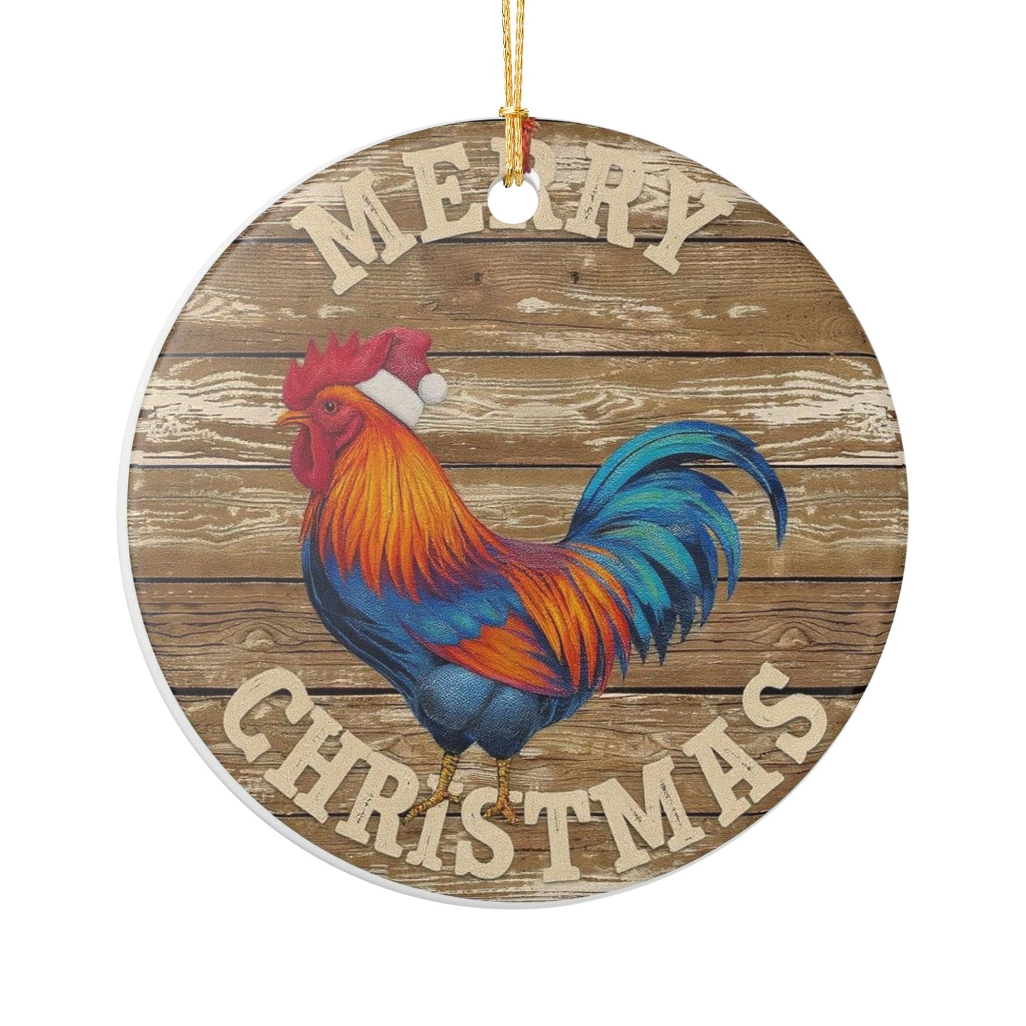 Rustic Colorful Rooster Christmas Ornament, Holiday Decoration, Tree Decor, Gift for Friends and Family, Festive Home Accents