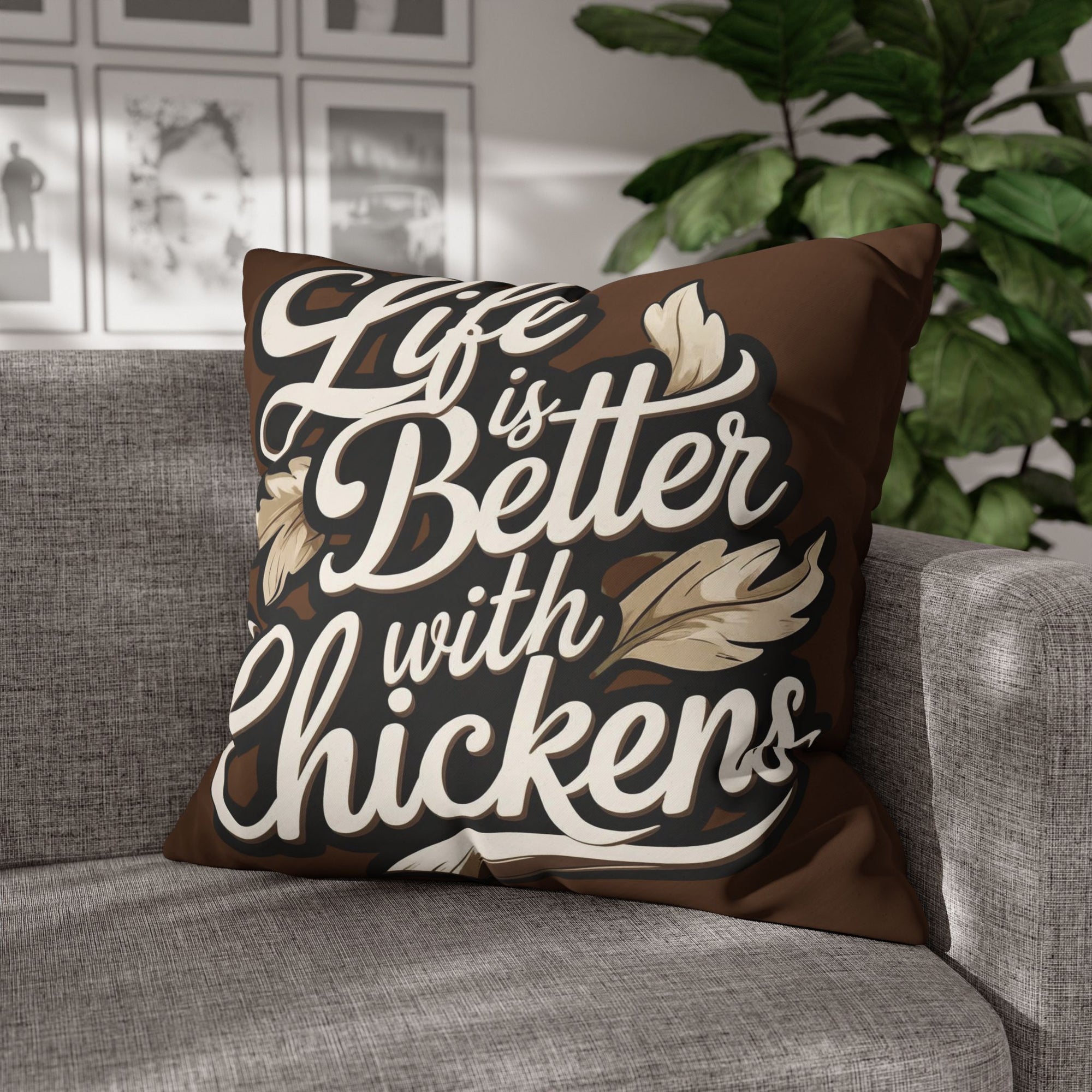 Life is Better with Chickens Pillow Cover – Rustic Farmhouse Chicken Decor – Gift for Chicken Lovers Cozy Chicken Lover Pillowcase - Farmhouse Decor, Gift for Poultry Enthusiasts, Home Accent, Chickens Pillow Cover, Country Style