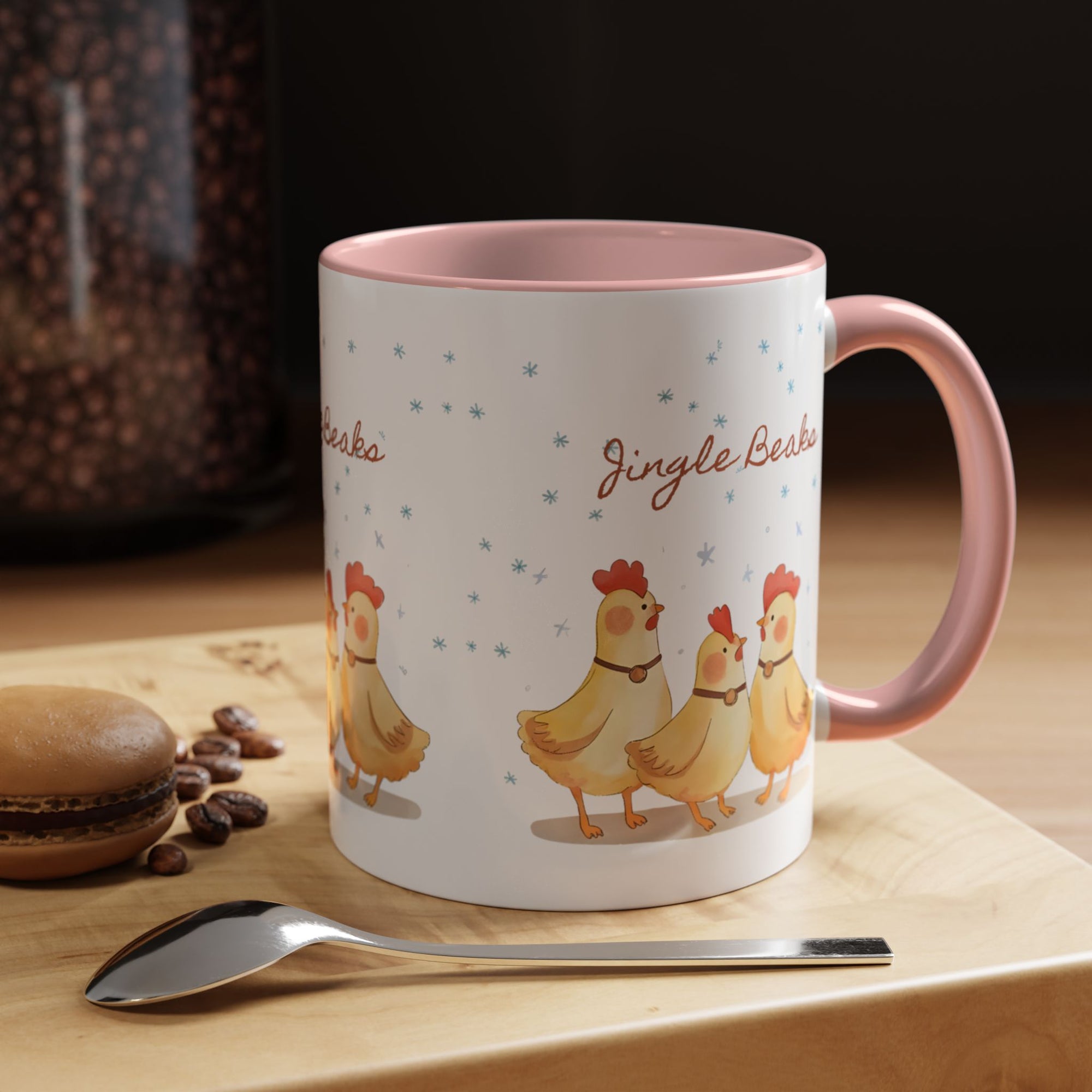 Jingle Beaks Chicken Mug – Funny Holiday Coffee Cup – Farmhouse Christmas Gift for Chicken Lovers  Accent Coffee Mug, Cute Chickens Coffee Cup, Holiday Gift, Fun Kitchen Decor, Farmhouse Style Mug, Unique Present
