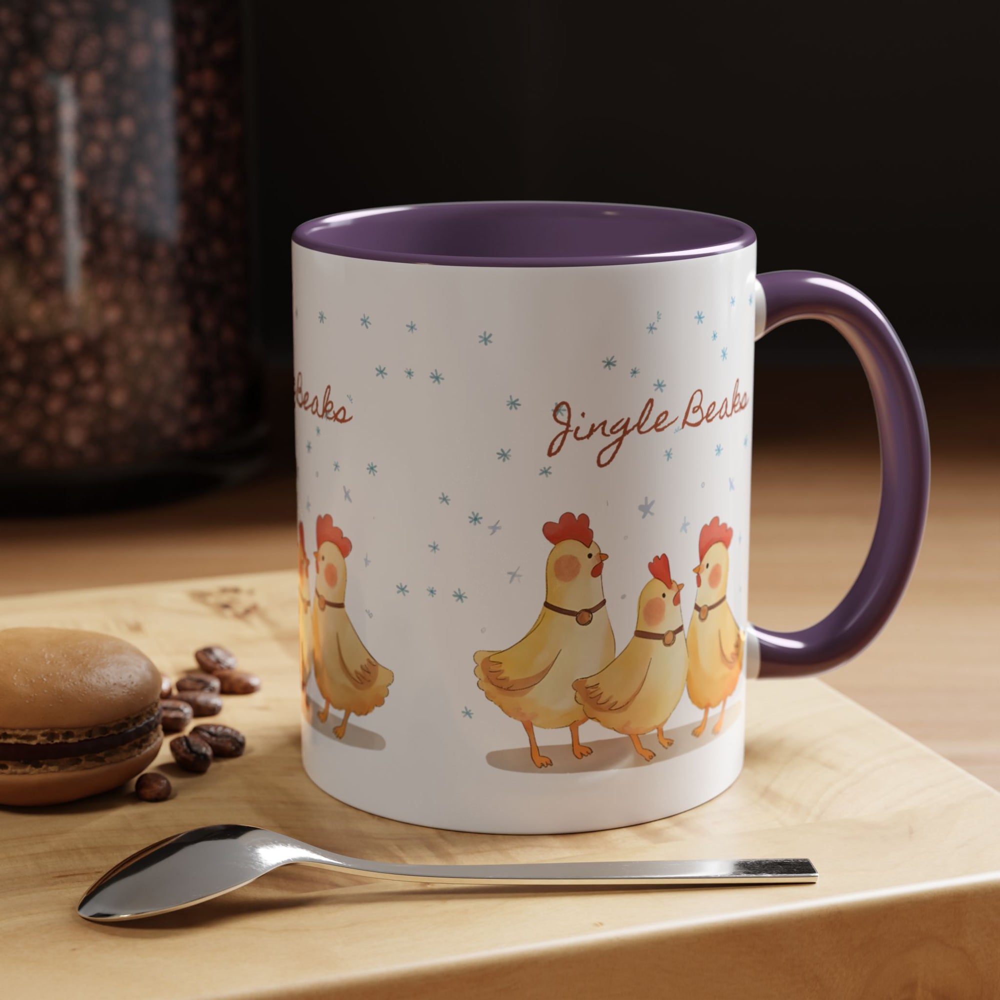 Jingle Beaks Chicken Mug – Funny Holiday Coffee Cup – Farmhouse Christmas Gift for Chicken Lovers  Accent Coffee Mug, Cute Chickens Coffee Cup, Holiday Gift, Fun Kitchen Decor, Farmhouse Style Mug, Unique Present