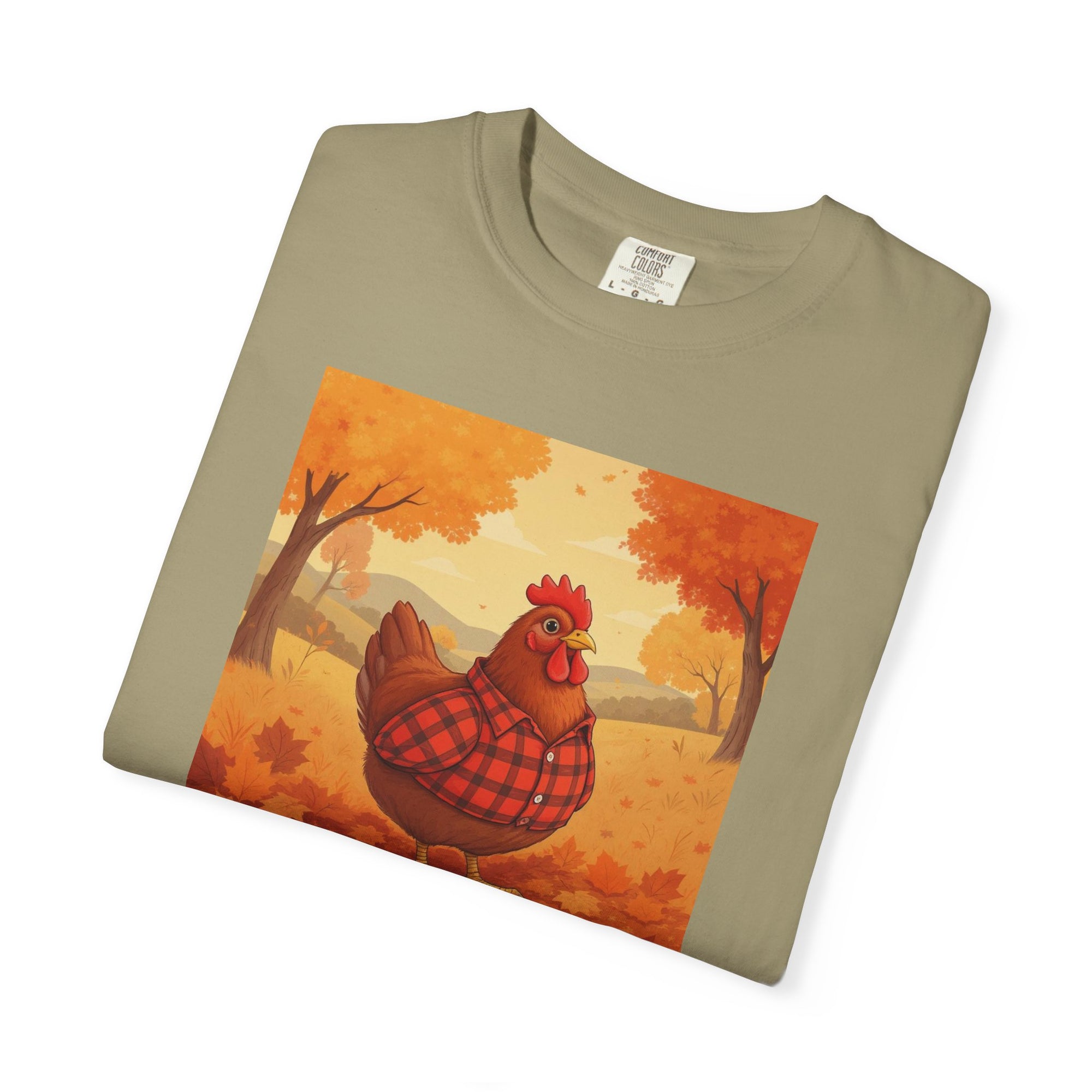 Feathered & Flannel Autumn Chicken T-Shirt, Cozy Fall Tee, Festive Farmhouse Shirt, Thanksgiving Apparel, Unisex Graphic Top