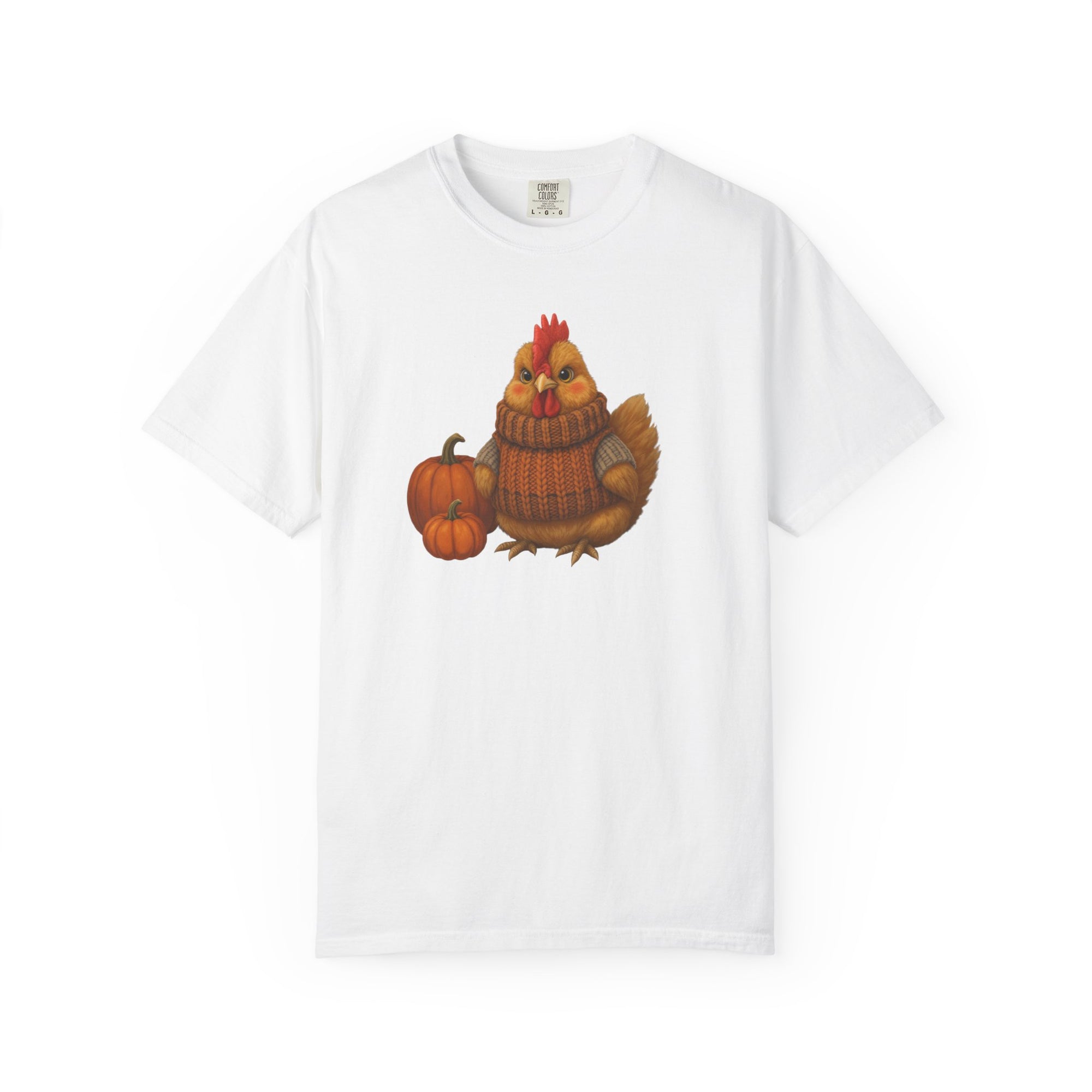Sweater Weather Autumn Chicken T-Shirt, Cozy Fall Vibes Tee, Unisex Pumpkin Shirt, Cute Chicken Apparel, Thanksgiving Gift