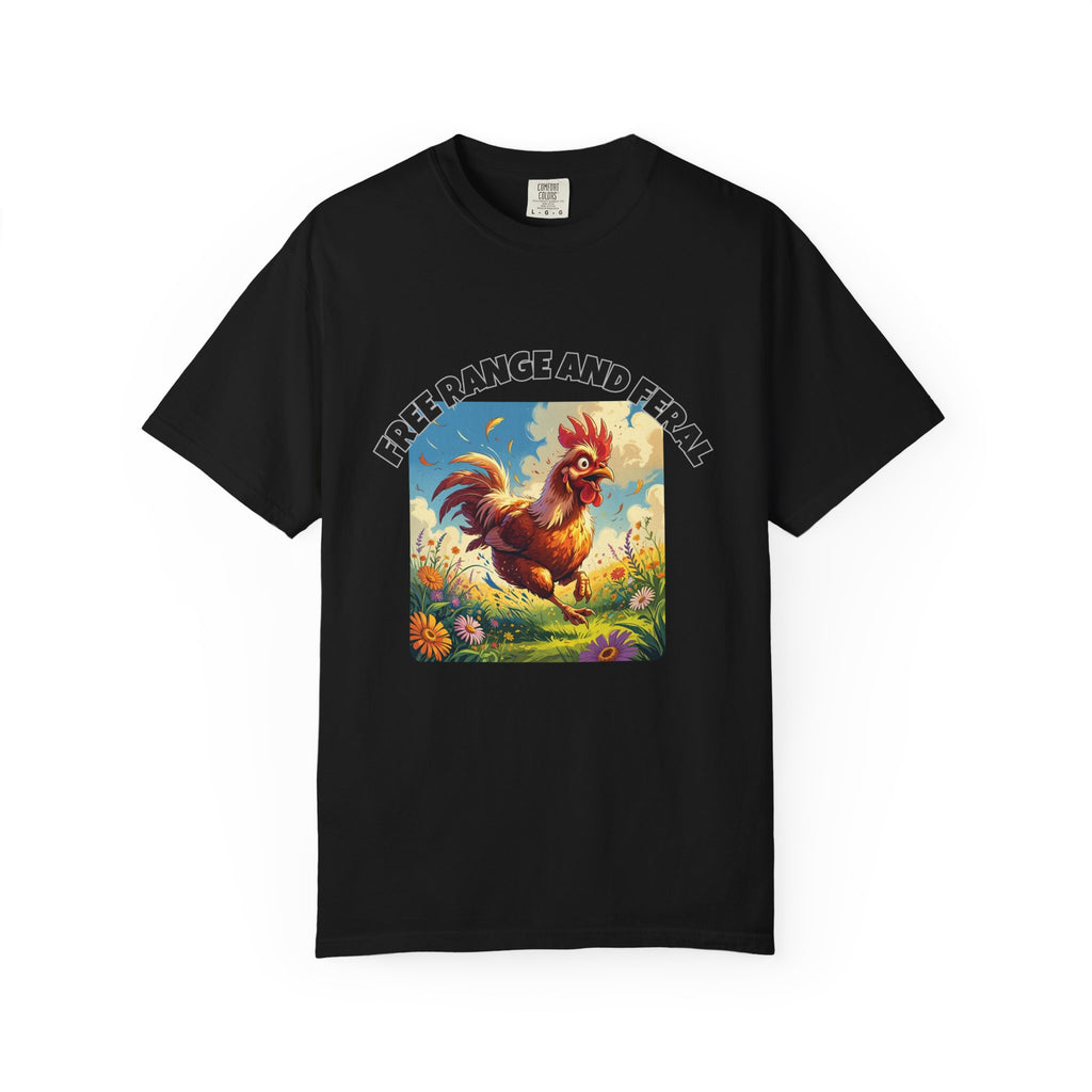 Free Range and Ferel Funny Rooster T-Shirt, Farm Life Tee, Animal Lover Gift, Casual Wear, Free Range and Feral Apparel