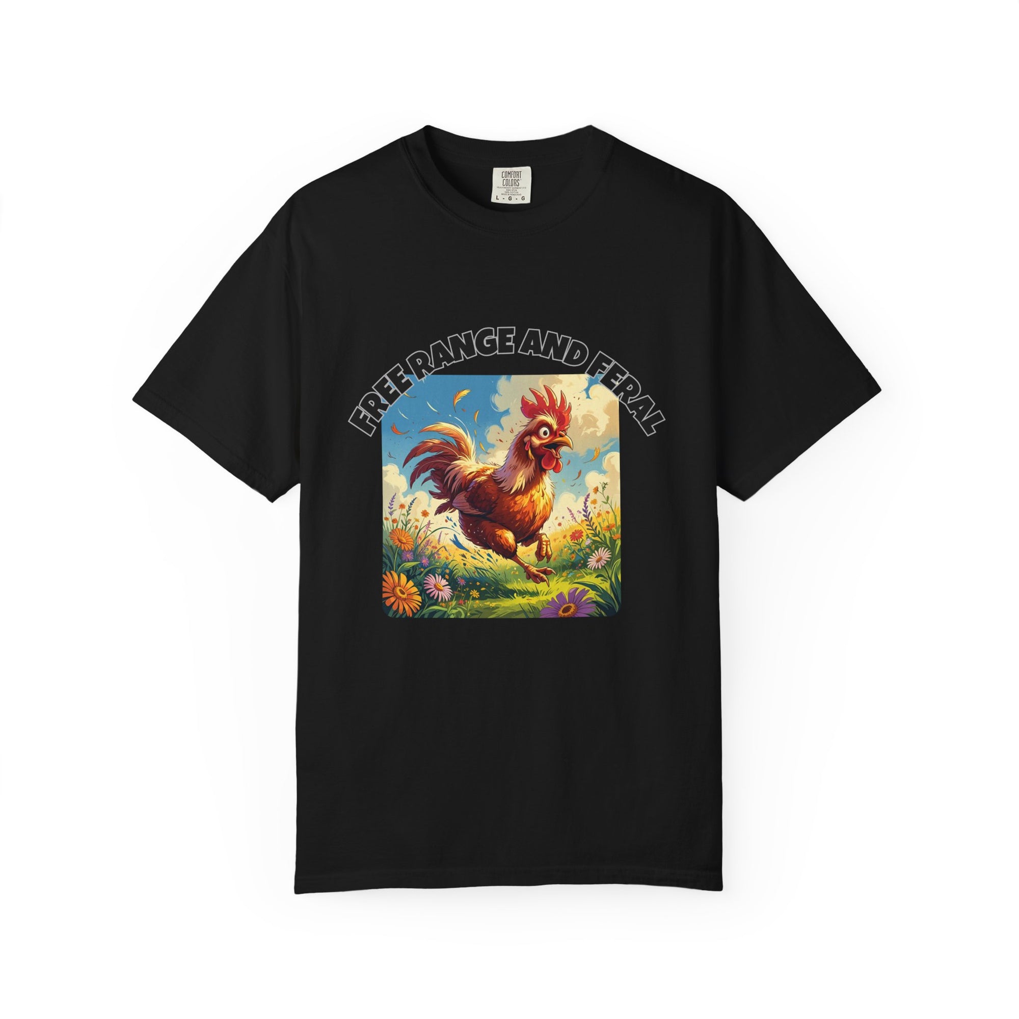 Free Range and Ferel Funny Rooster T-Shirt, Farm Life Tee, Animal Lover Gift, Casual Wear, Free Range and Feral Apparel