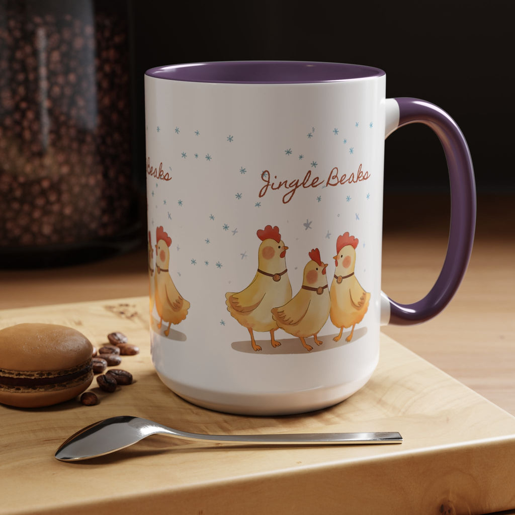 Jingle Beaks Chicken Mug – Funny Holiday Coffee Cup – Farmhouse Christmas Gift for Chicken Lovers  Accent Coffee Mug, Cute Chickens Coffee Cup, Holiday Gift, Fun Kitchen Decor, Farmhouse Style Mug, Unique Present