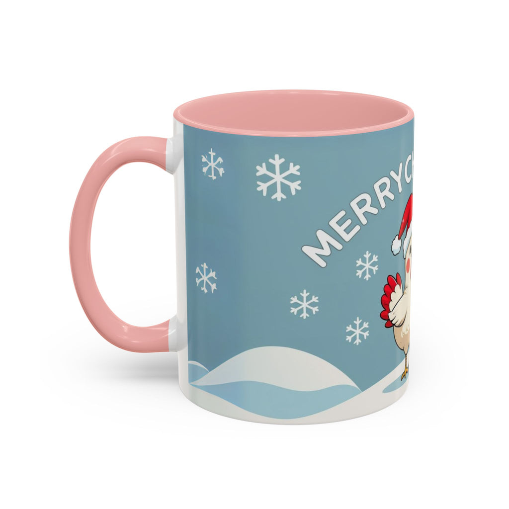 Merry Chickmas Christmas Chicken Accent Coffee Mug - Cute Holiday Gift, Festive Drinkware, Winter Celebration, Merry Chickmas, Funny Holiday Gift for Chicken Moms