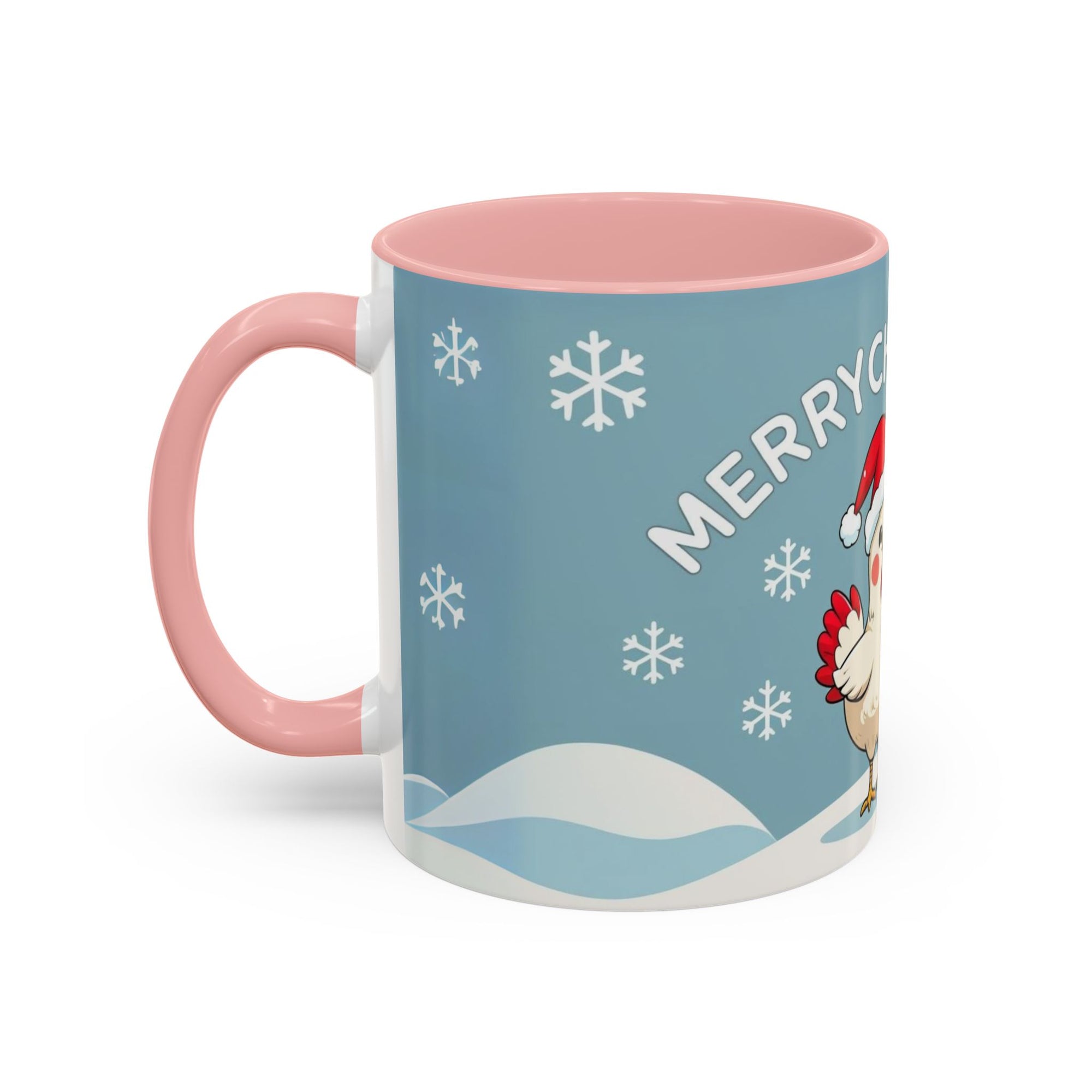 Merry Chickmas Christmas Chicken Accent Coffee Mug - Cute Holiday Gift, Festive Drinkware, Winter Celebration, Merry Chickmas, Funny Holiday Gift for Chicken Moms