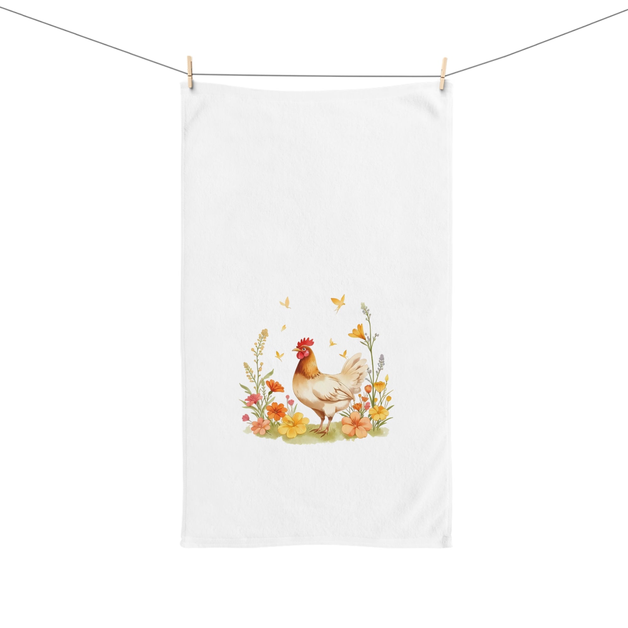 Cluck & Bloom Farmhouse Tea Towel – Chicken Lover Kitchen Decor – Rustic Country Dish Towel – Spring Floral Chicken Mom Gift