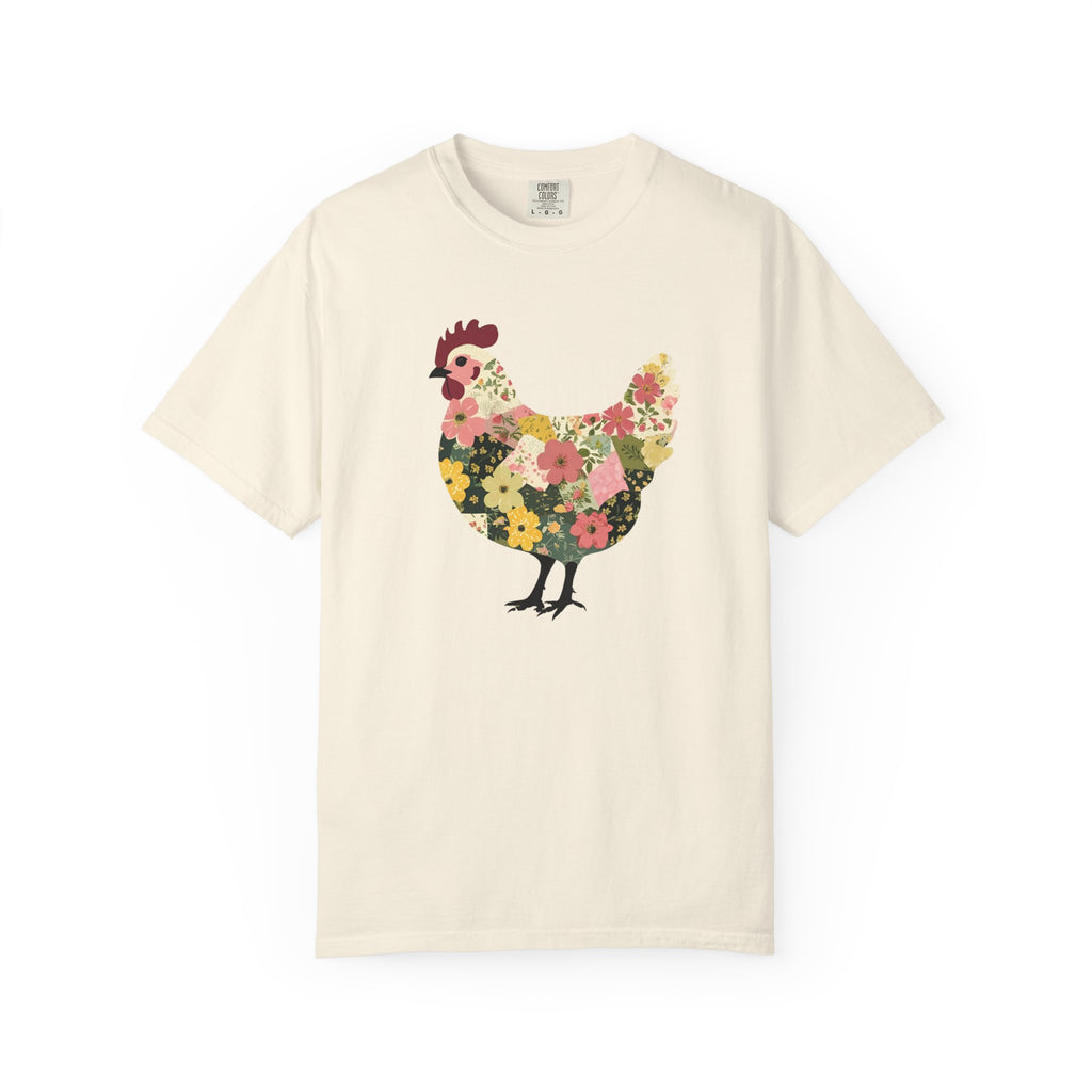 Floral Chicken T-shirt | Unisex Tee for Animal Lovers, Farmhouse Decor, Gift for Her, Casual Wear, Spring Fashion